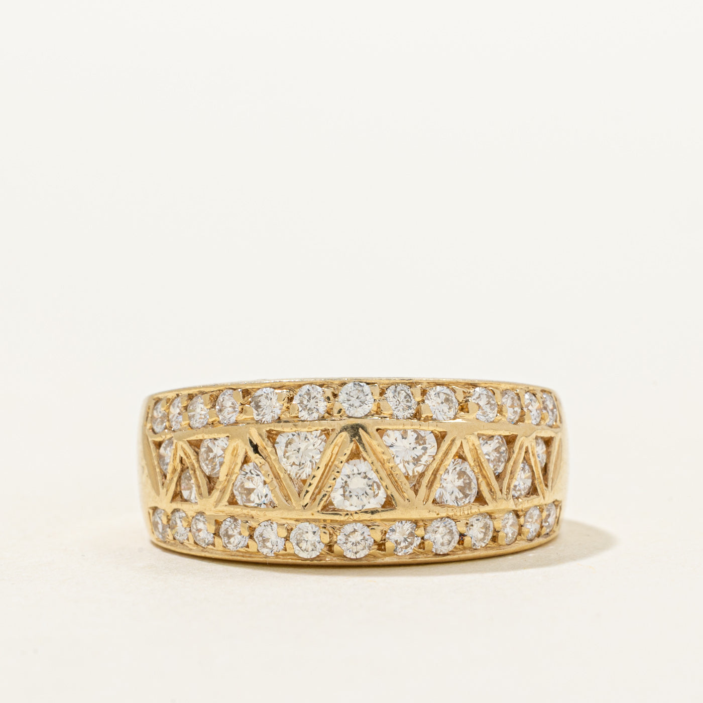 Diamond Triangle Pattern Dome Ring | 1.00ctw | SZ 7