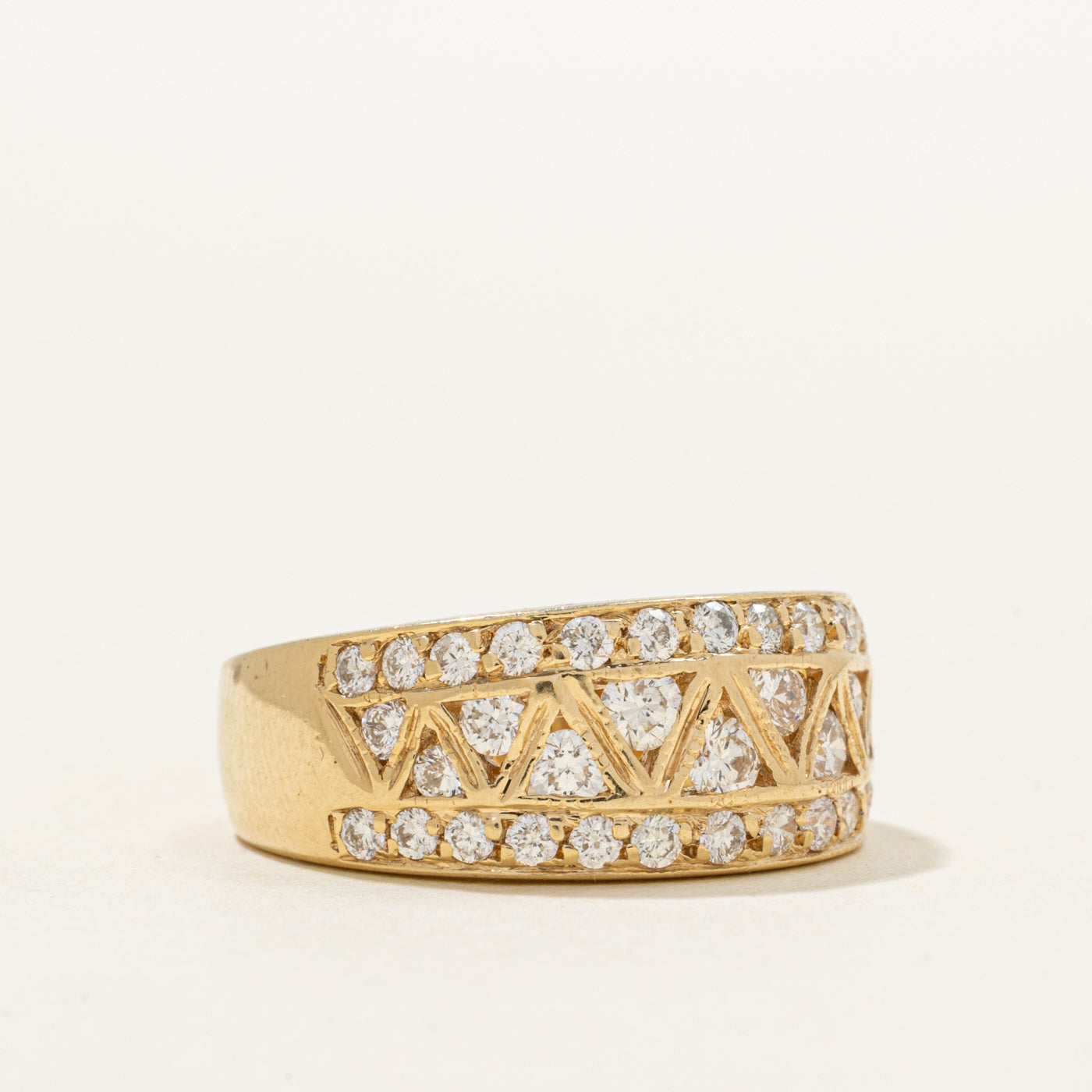 Diamond Triangle Pattern Dome Ring | 1.00ctw | SZ 7