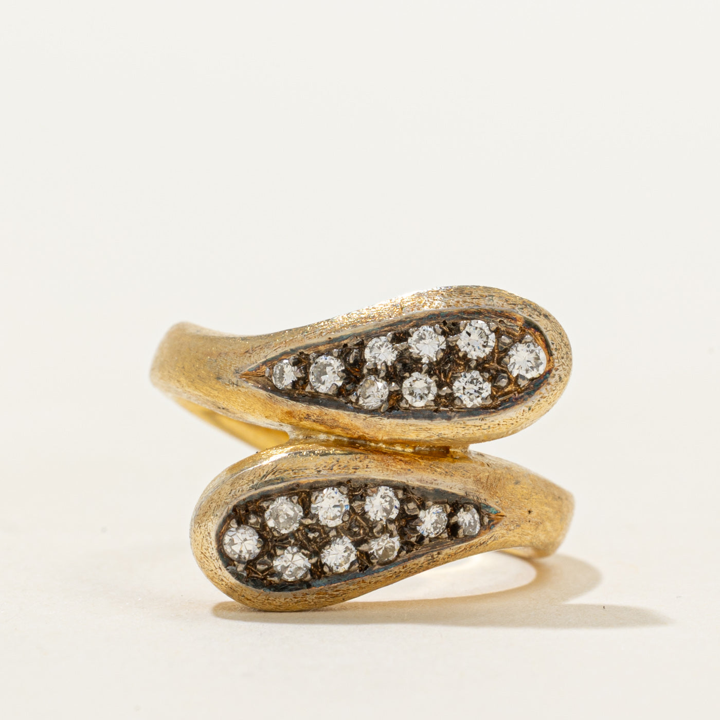 18k Diamond Cluster Teardrop Bypass Ring | 0.23ctw | SZ 4.5