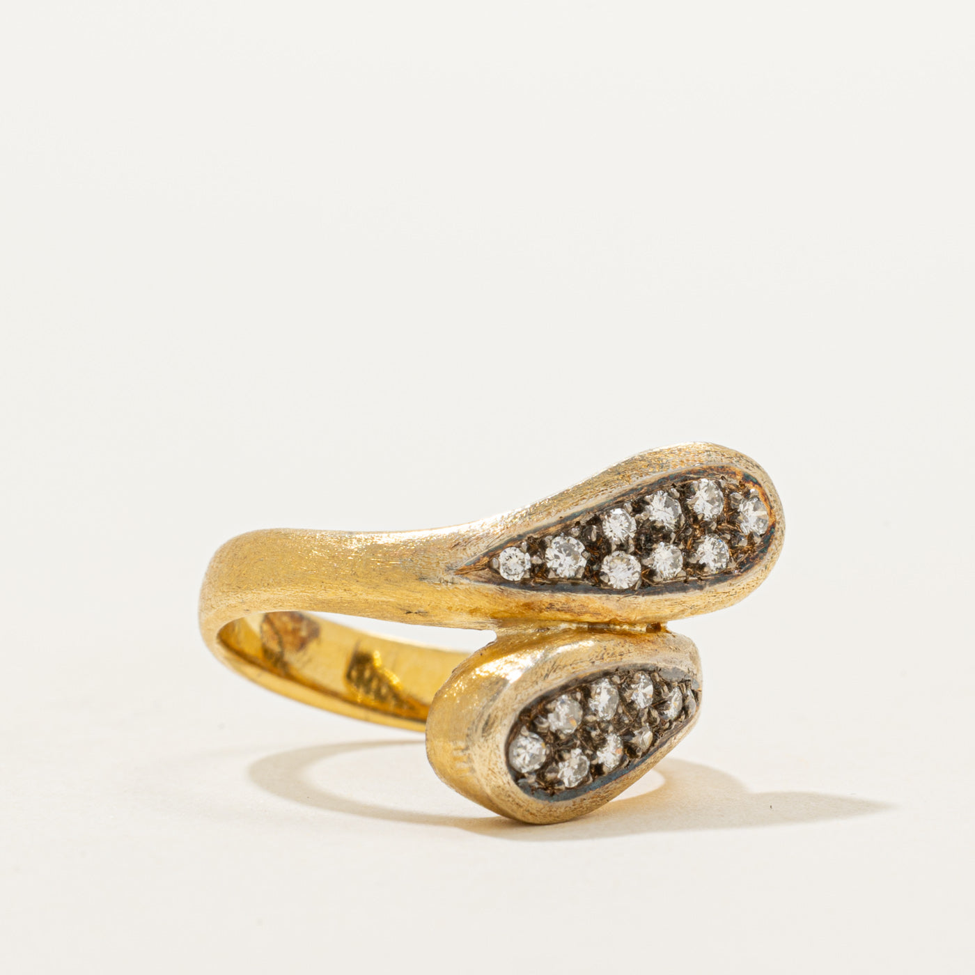 18k Diamond Cluster Teardrop Bypass Ring | 0.23ctw | SZ 4.5