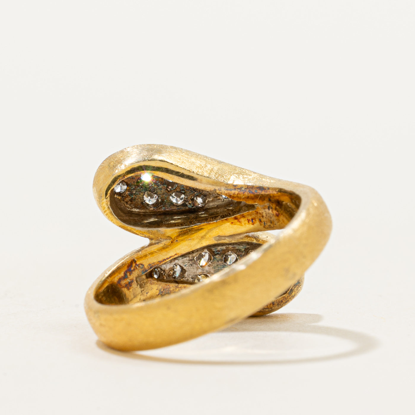 18k Diamond Cluster Teardrop Bypass Ring | 0.23ctw | SZ 4.5