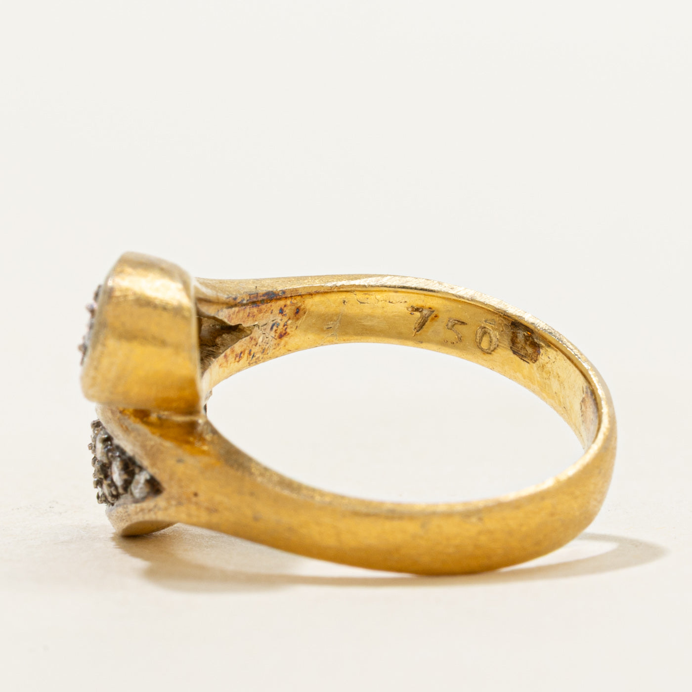 18k Diamond Cluster Teardrop Bypass Ring | 0.23ctw | SZ 4.5