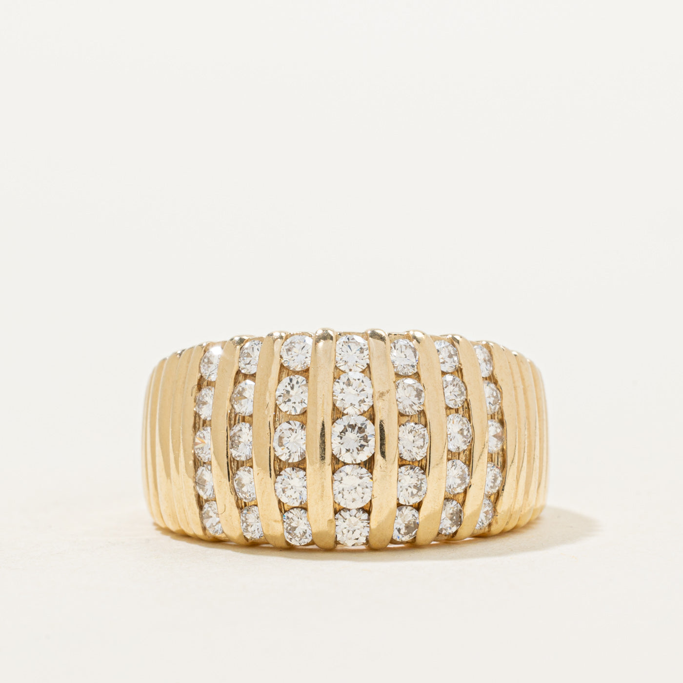 Multi Column Diamond Fluted Dome Ring | 0.91ctw | SZ 7.5