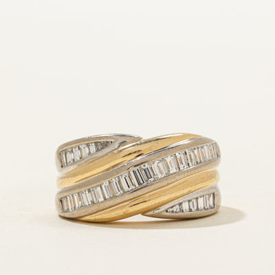 Baguette Cut Diamond Cross Over Ring | 0.68ctw | SZ 4.5