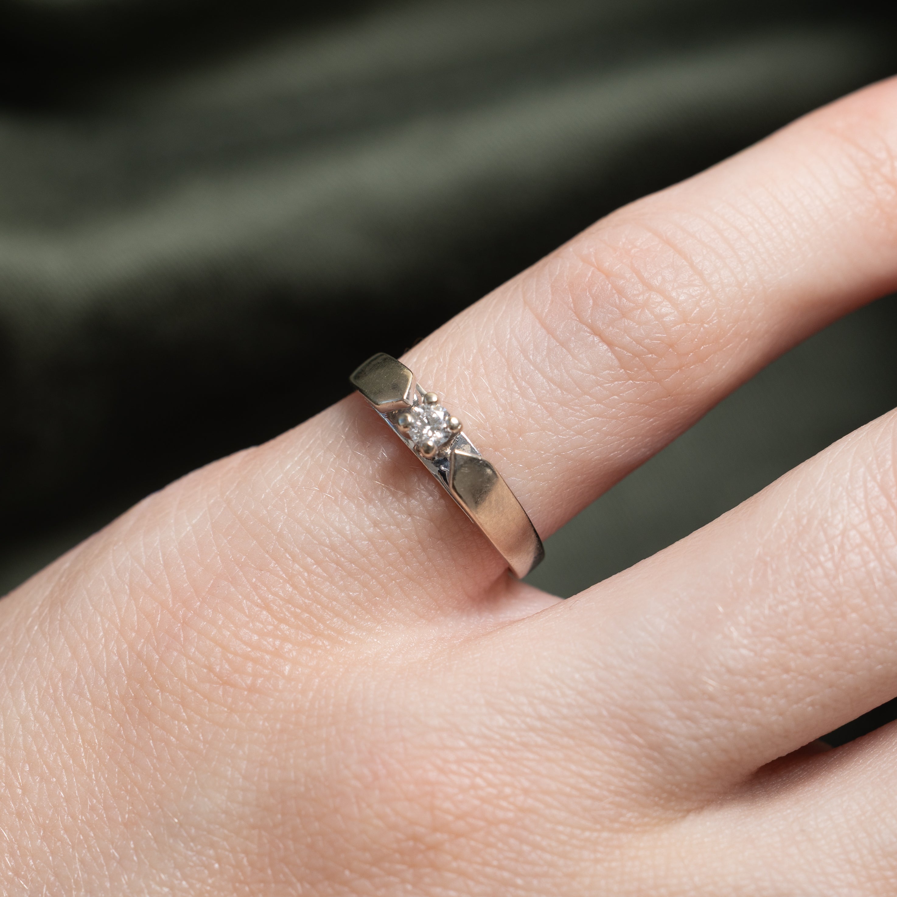 White Gold Solitaire Diamond Petite Ring | 0.09ct | SZ 3.75