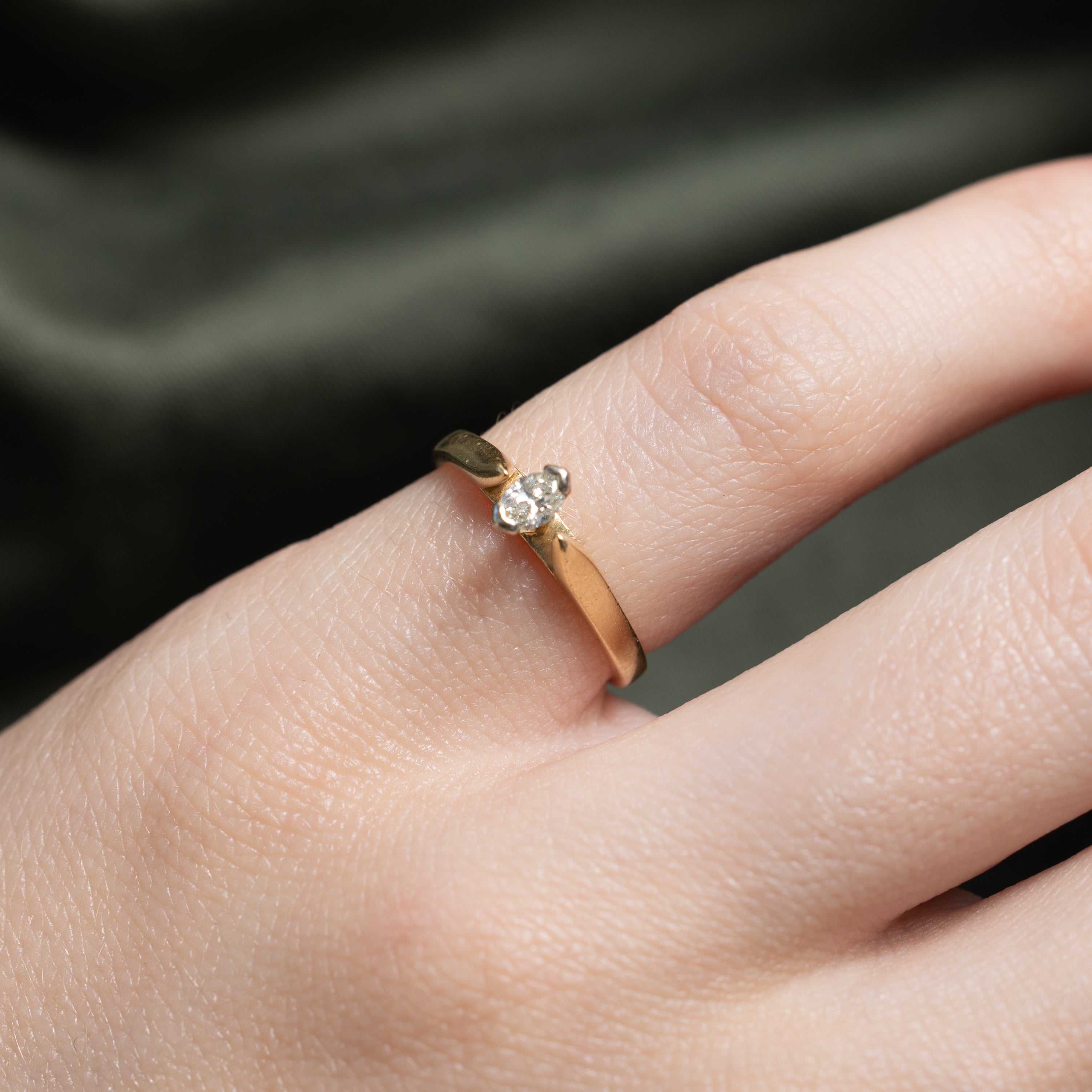 Marquise Cut Solitaire Diamond Ring | 0.12ct | SZ 3