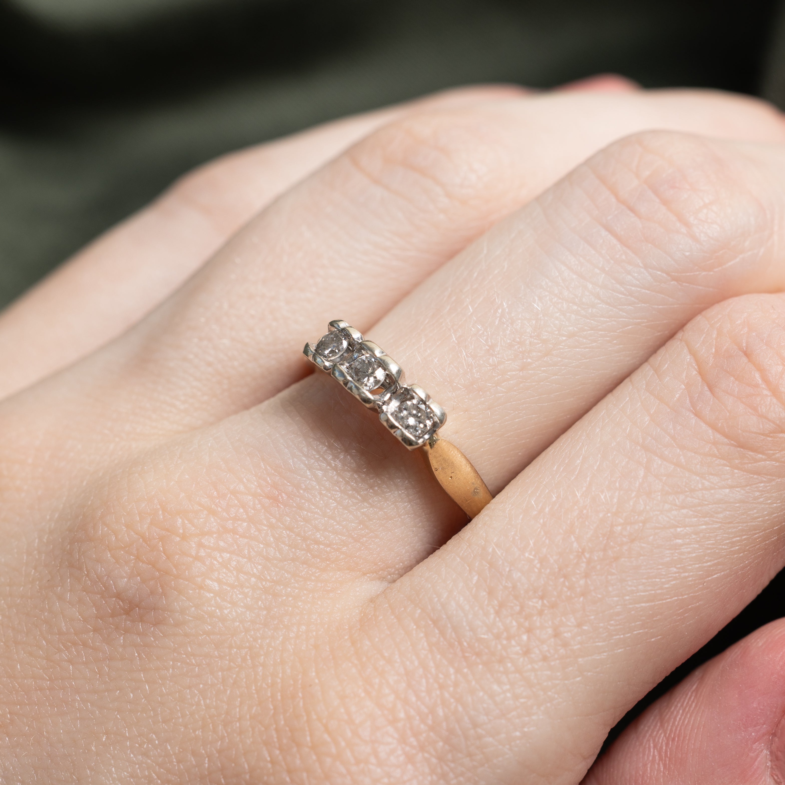 Three Stone Diamond Perforated Heart Ring | 0.25ctw | SZ 7