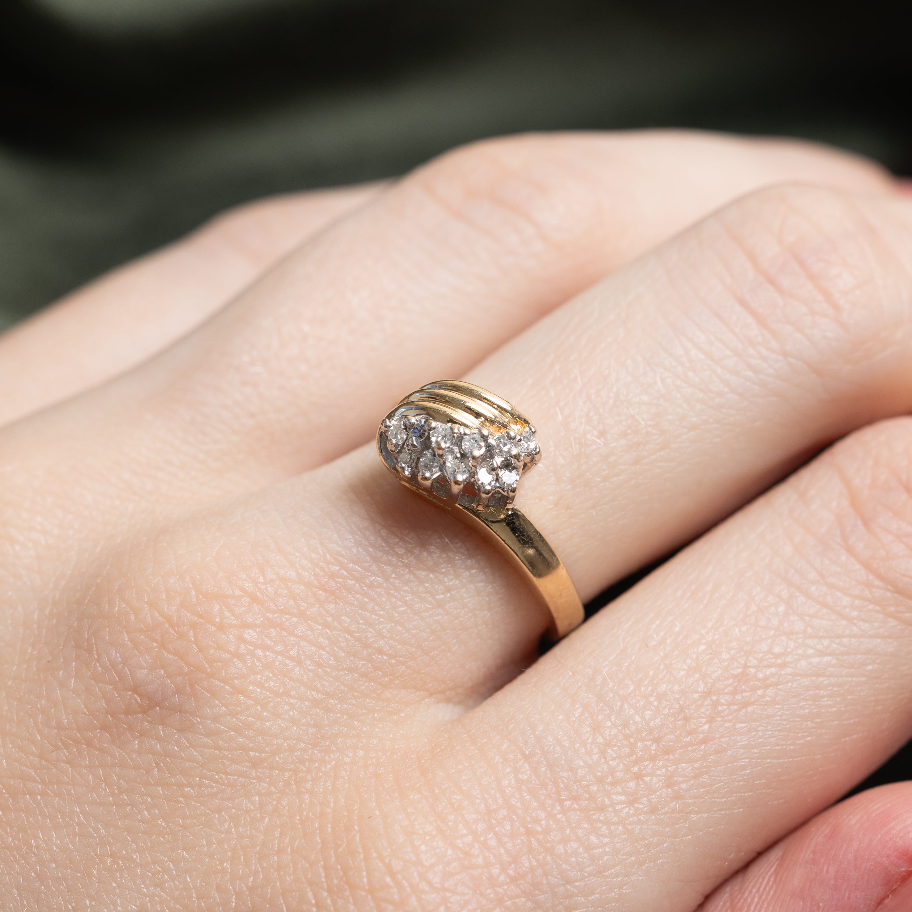 Diamond Waterfall Grooved Ring | 0.11ctw | SZ 6.25