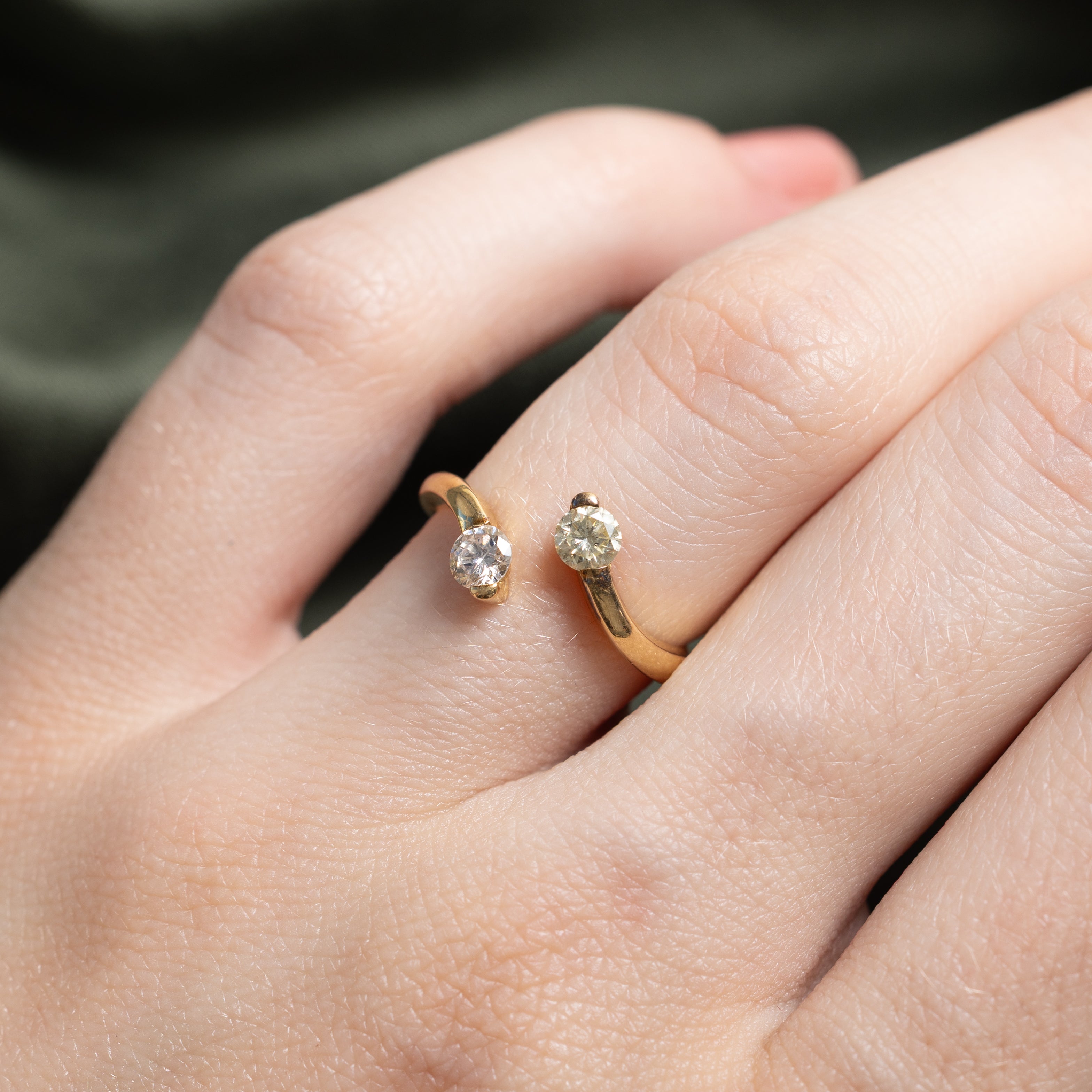 Two Stone Diamond Bypass Ring | 0.36ctw | SZ 5.5
