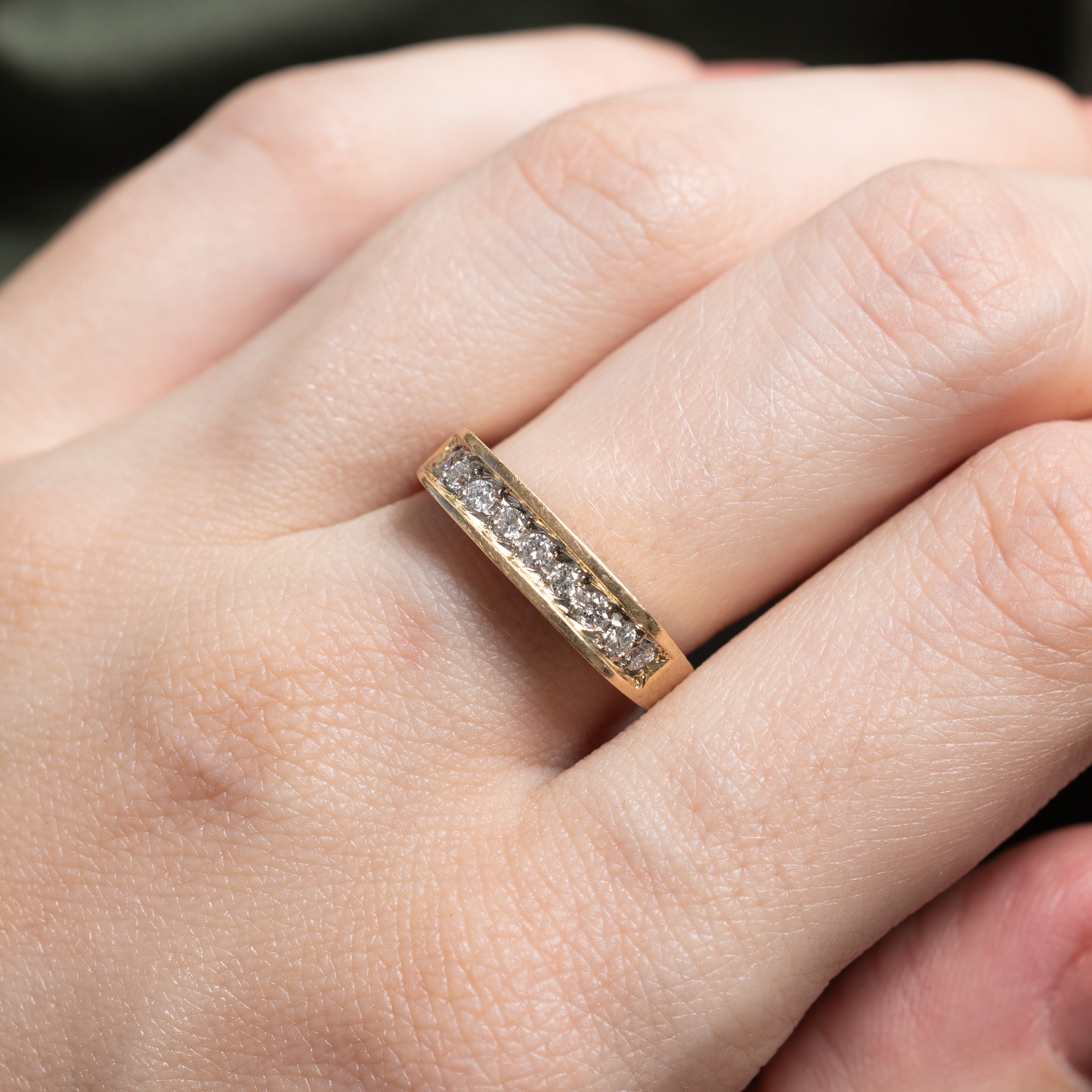 Bague demi-éternité sertie de diamants canadiens | 0,21 ct | Taille 8