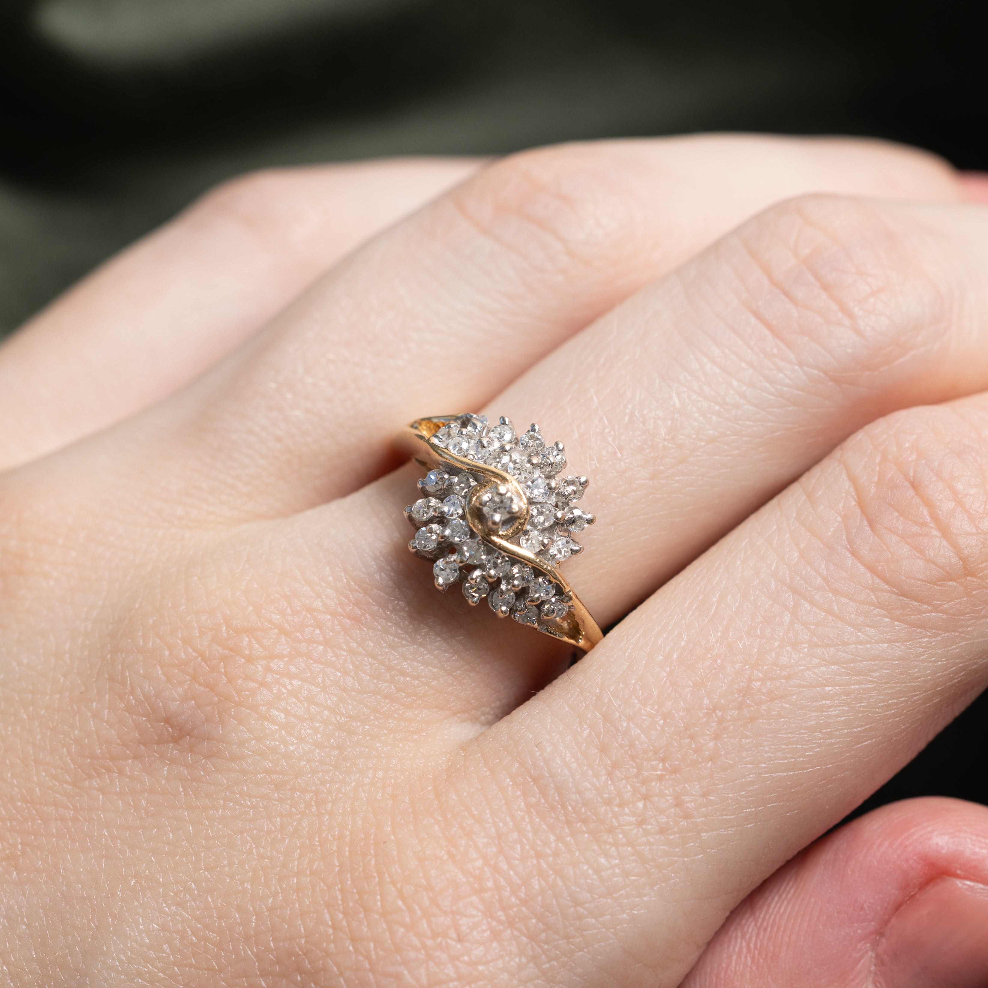 Diamond Cluster Swirl Ring | 0.48ctw | SZ 7.25