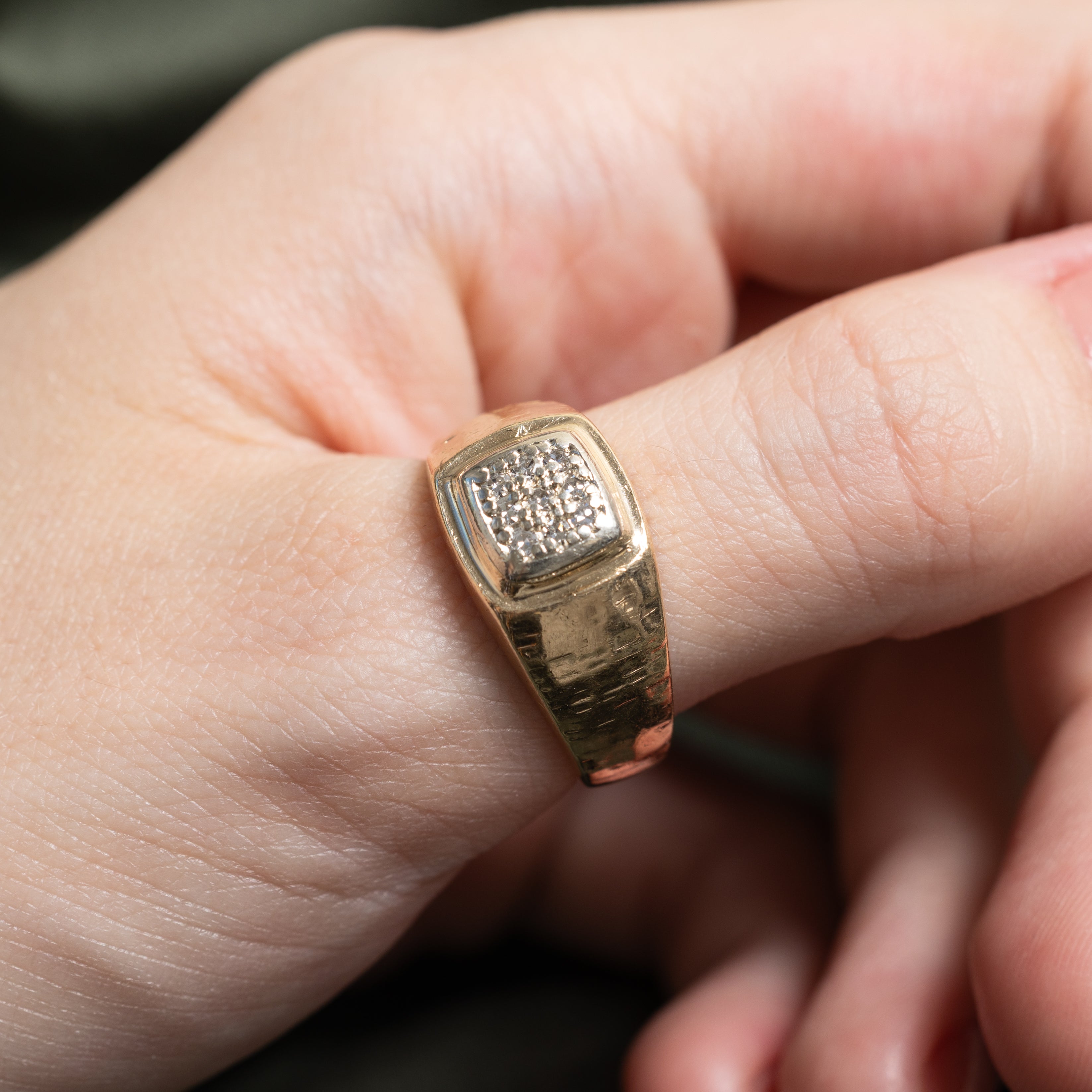Pave Set Diamond Textured Dome Ring | 0.18ctw | SZ 10