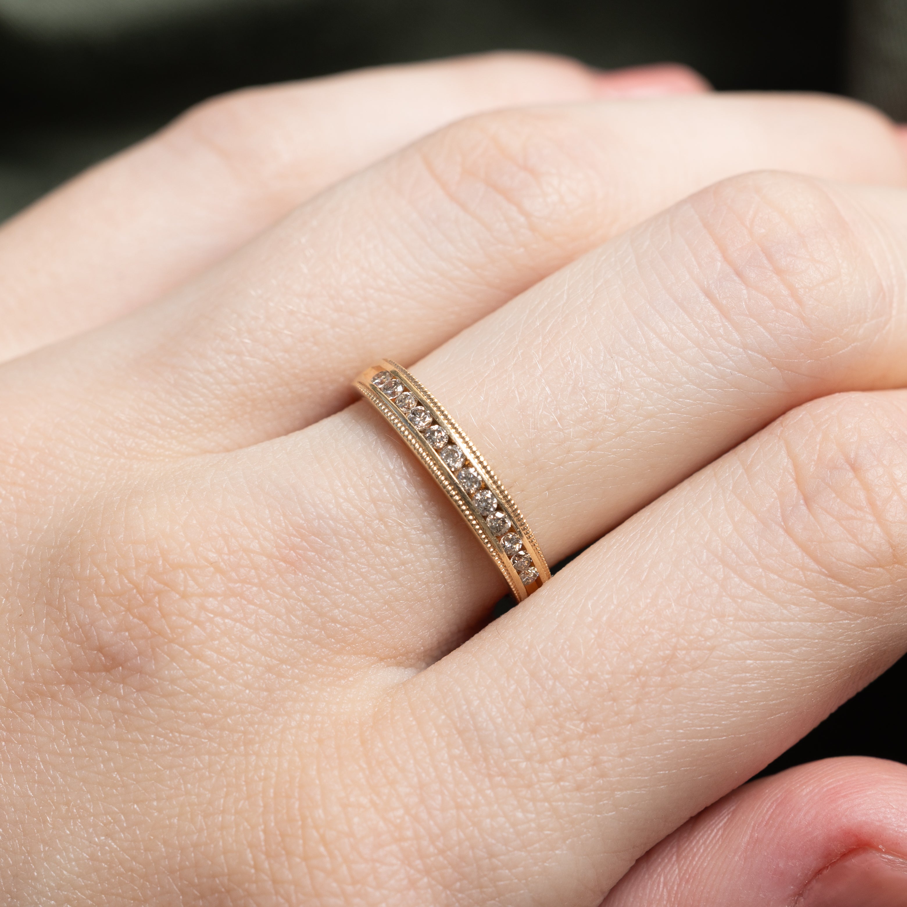 Semi Eternity Diamond Milgrained Band | 0.24ctw | SZ 6.5