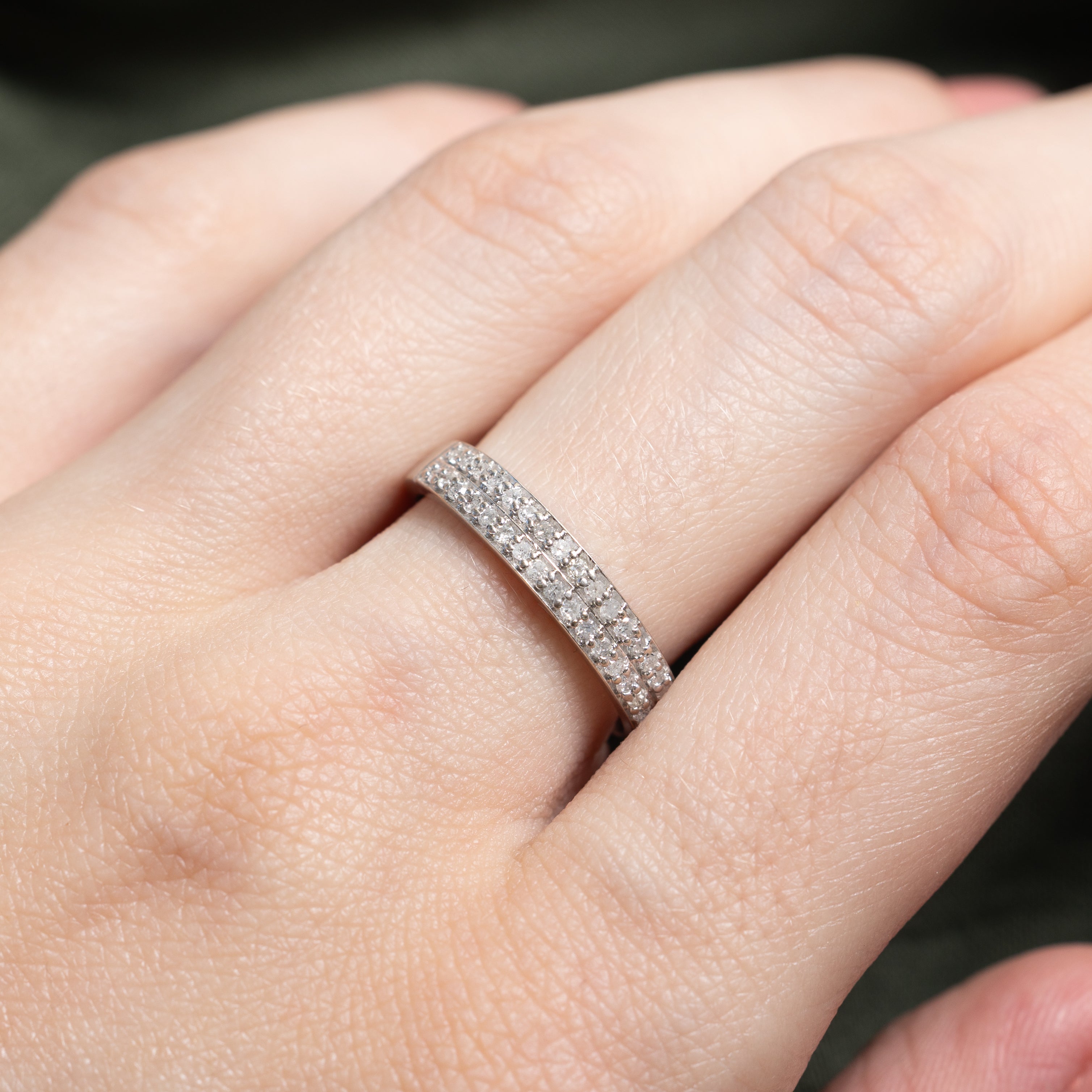 White Gold Pave Set Diamond Ring | 0.22ctw | SZ 7.25