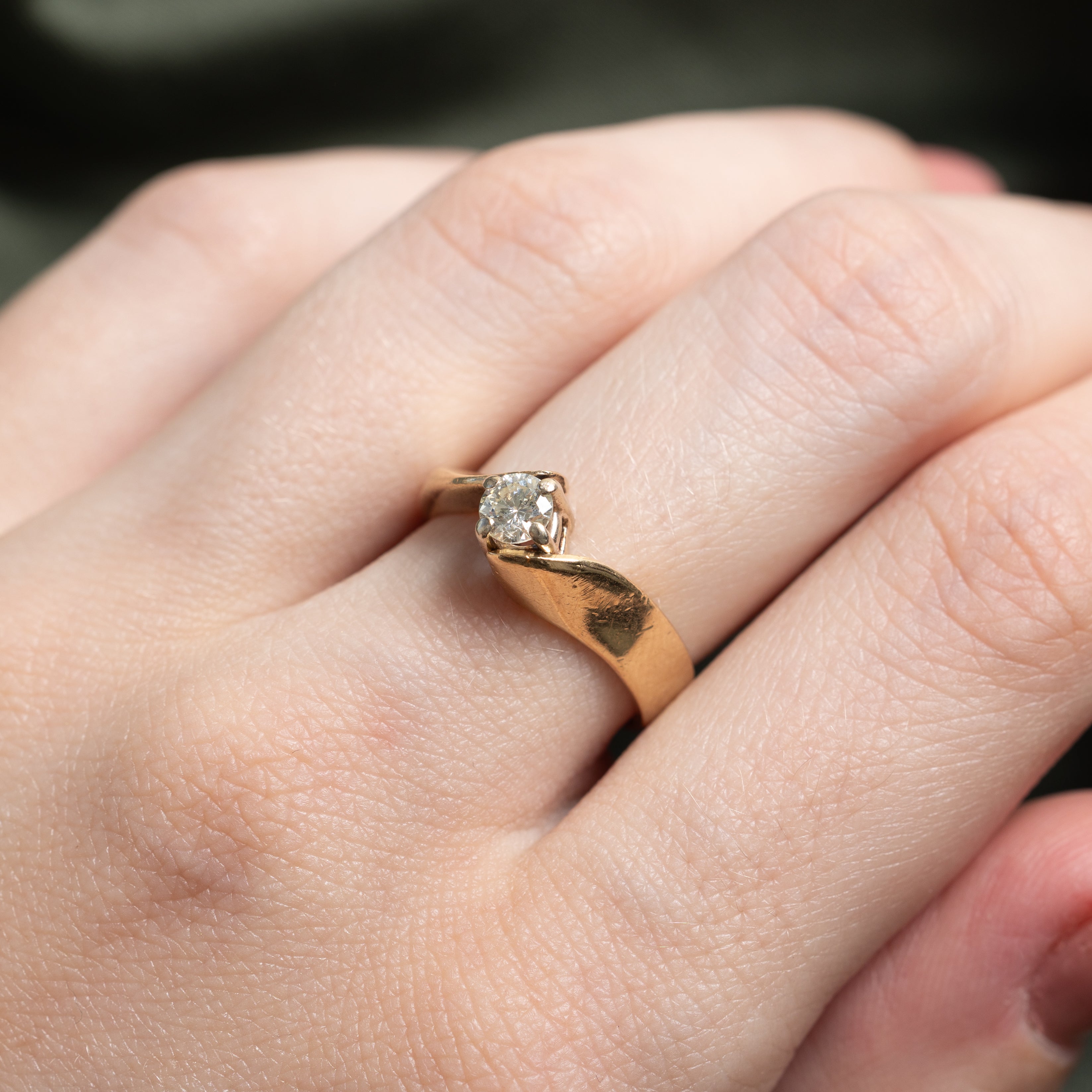 Solitaire Diamond Bypass Ring | 0.29ct | SZ 6.5