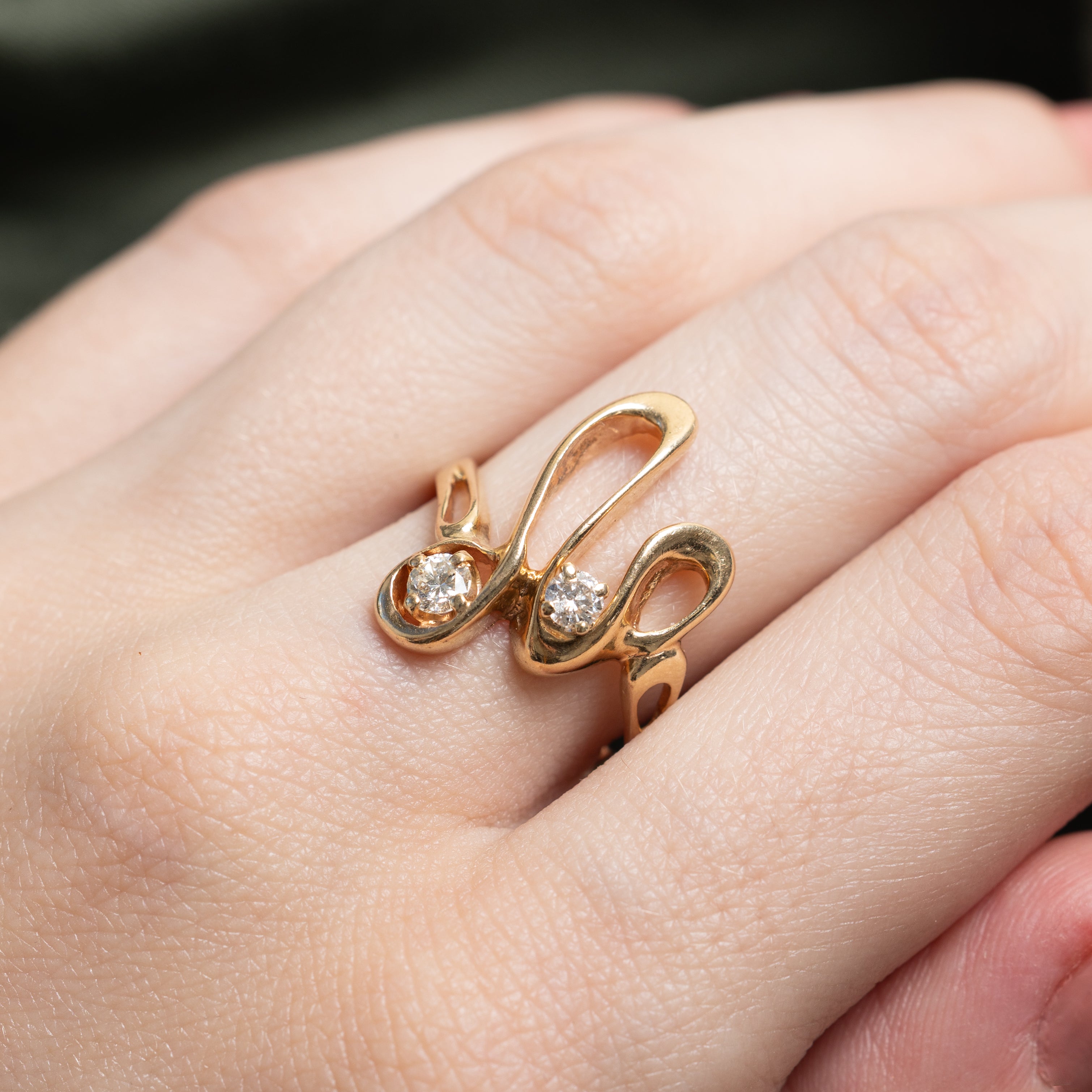Two Stone Diamond Abstract Ring | 0.27ctw | SZ 8