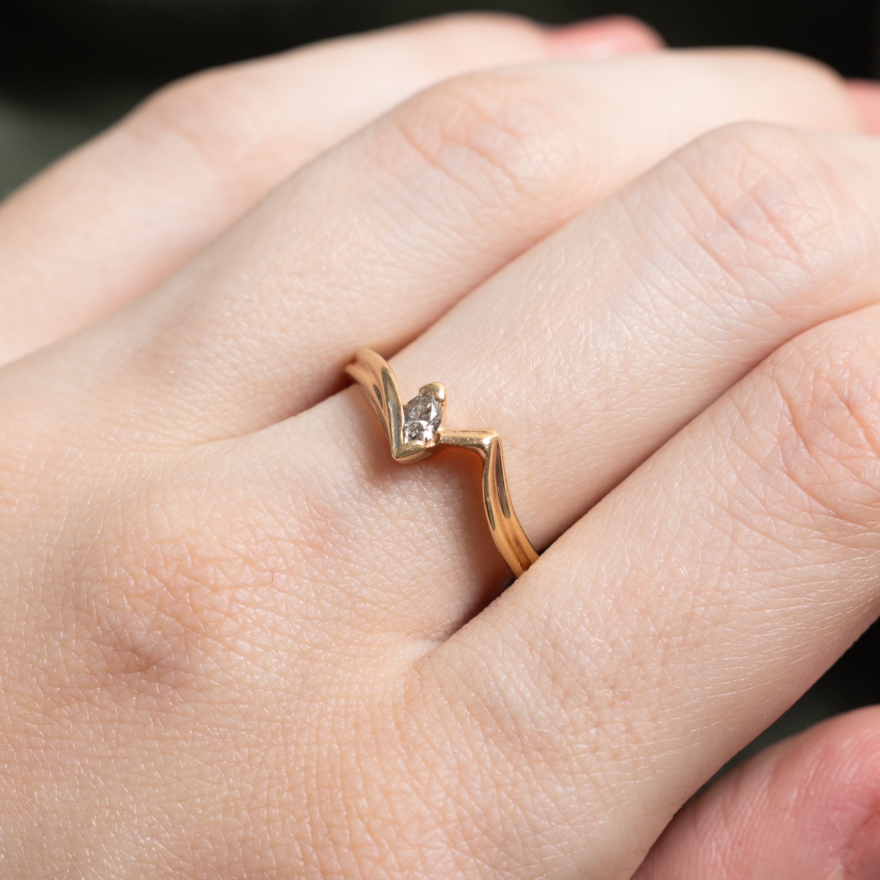Marquise Cut Diamond Grooved Zig-Zag Ring | 0.12ct | SZ 6.75