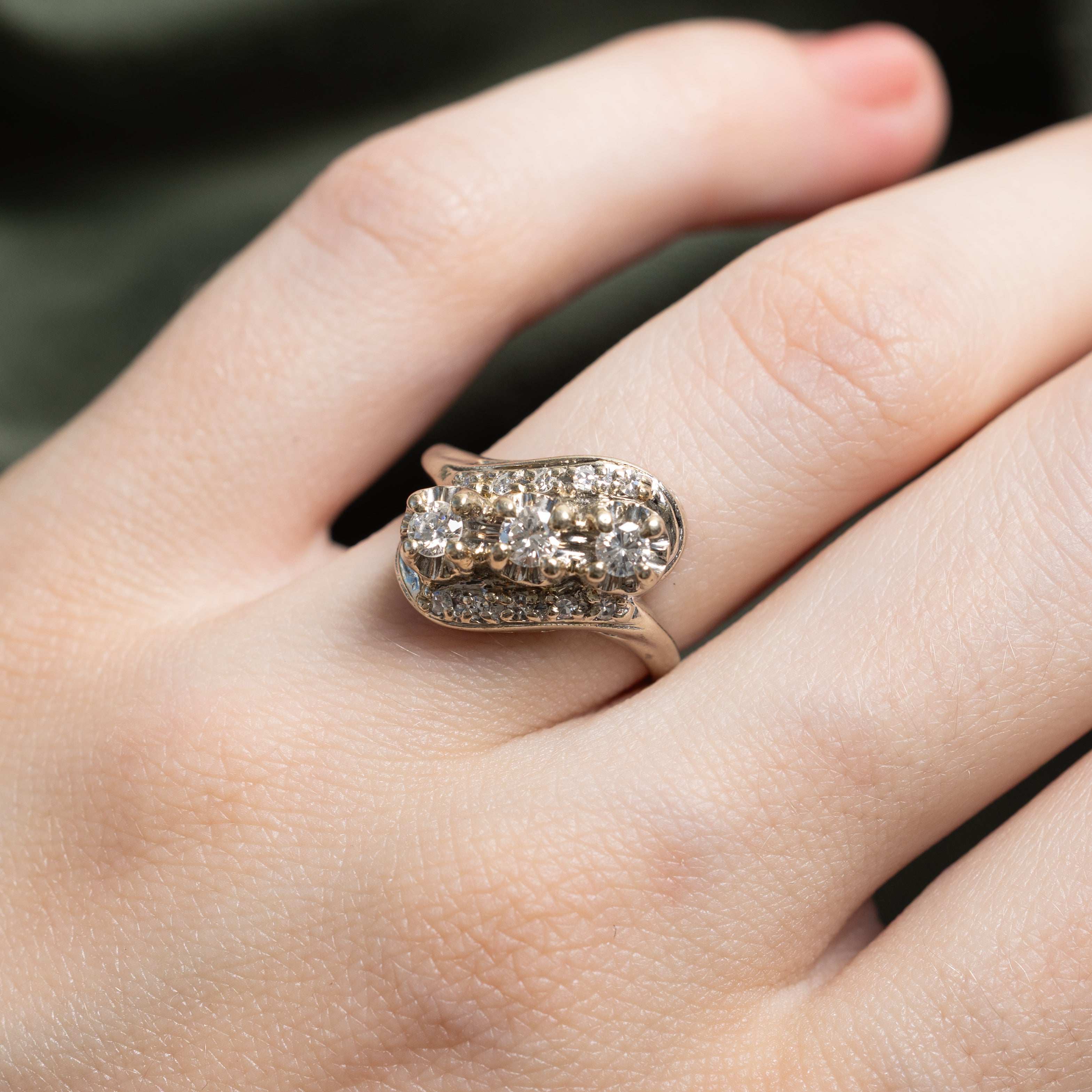 Three Stone Illusion Set Diamond Ring | 0.47ctw | SZ 5.5