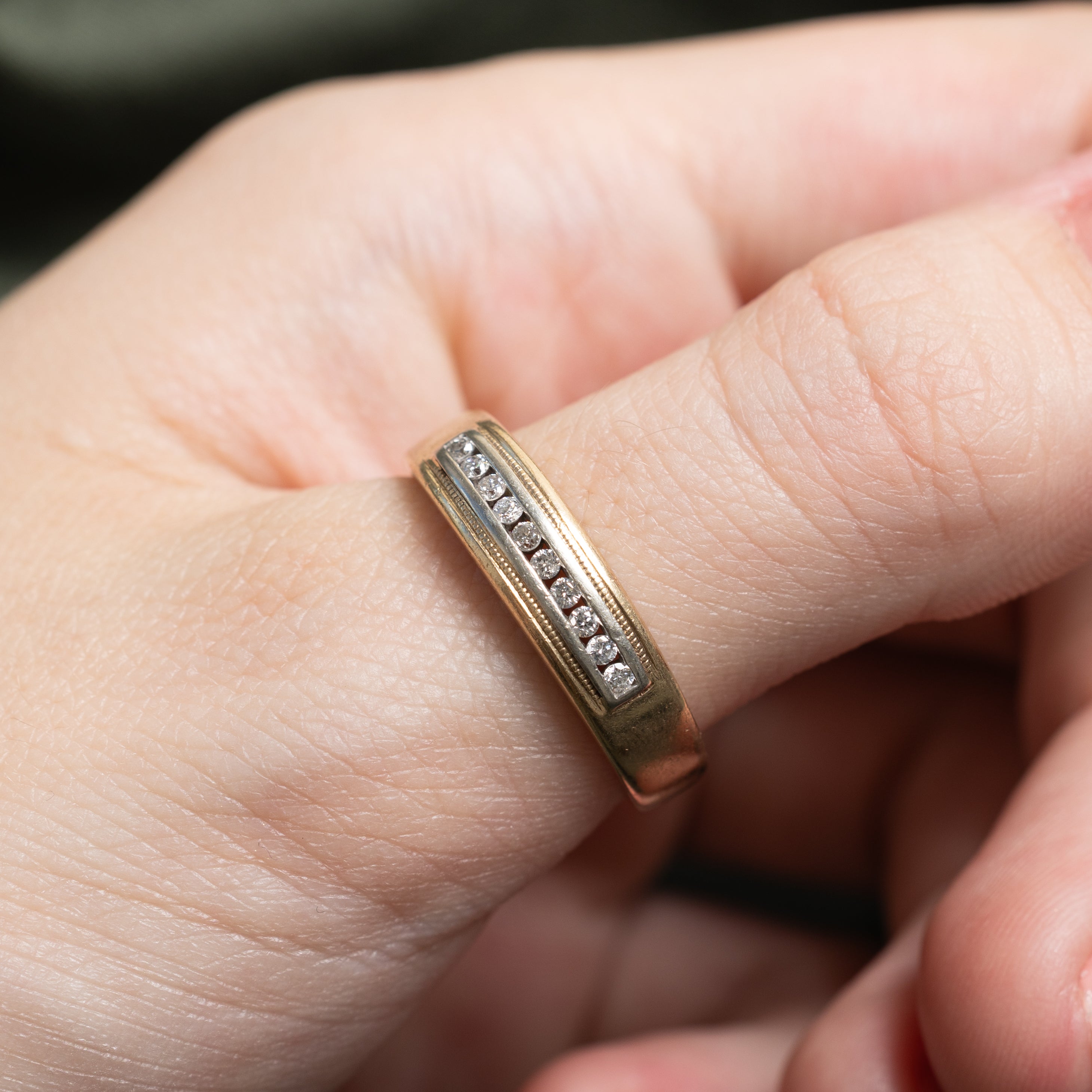 Channel Set Diamond Milgrained Ring | 0.15ctw | SZ 10