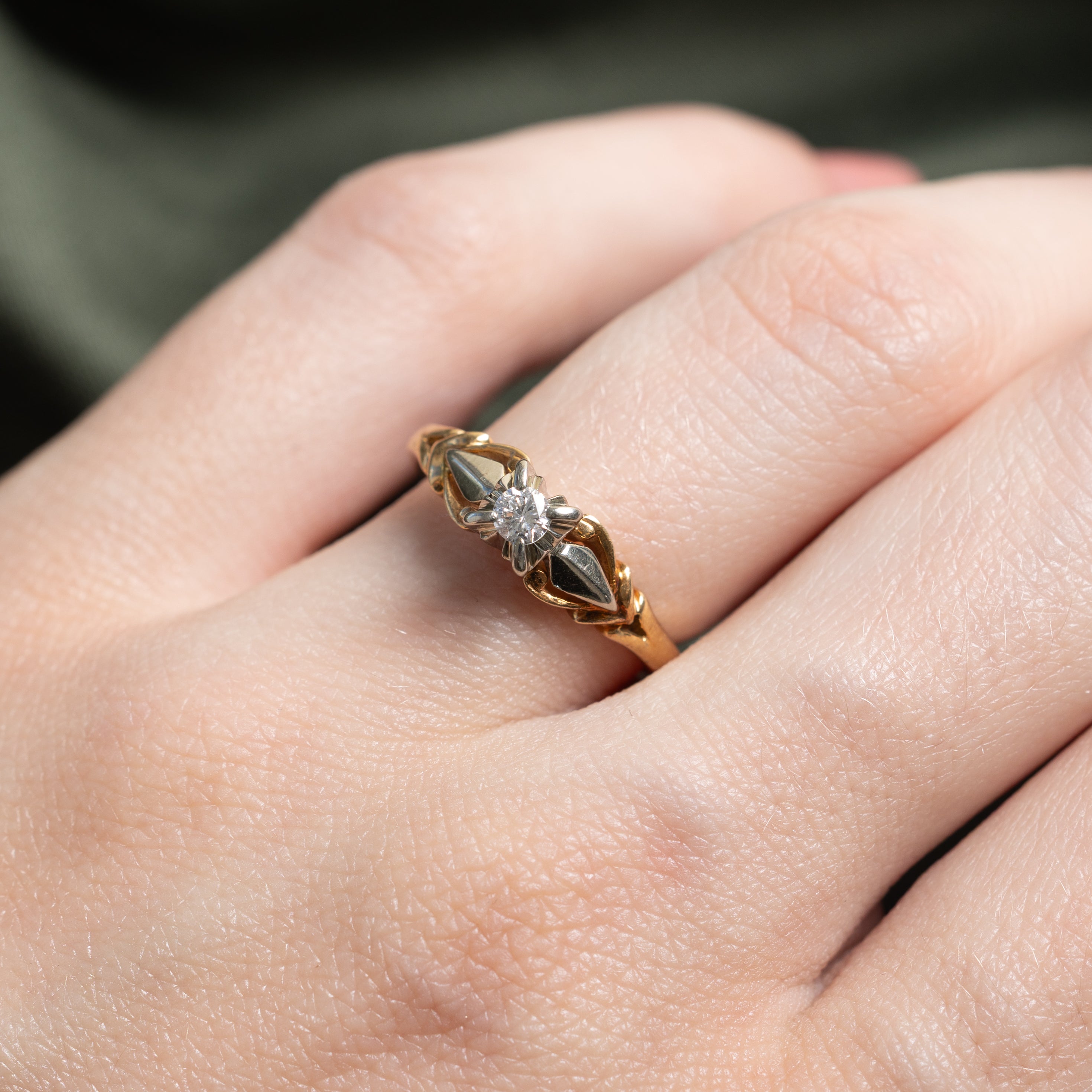 Two Tone Solitaire Diamond Ring | 0.10ct | SZ 5.5