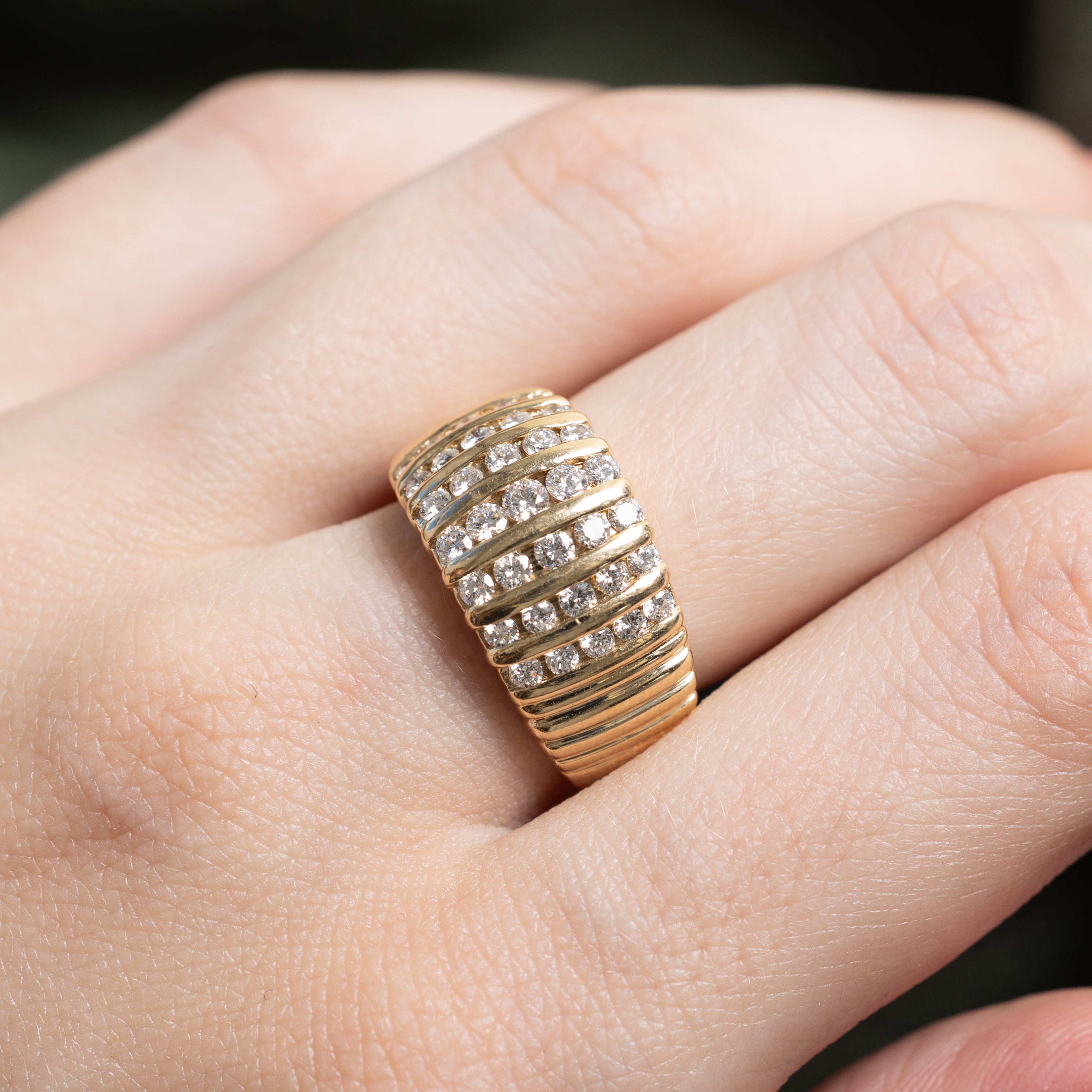 Multi Column Diamond Fluted Dome Ring | 0.91ctw | SZ 7.5