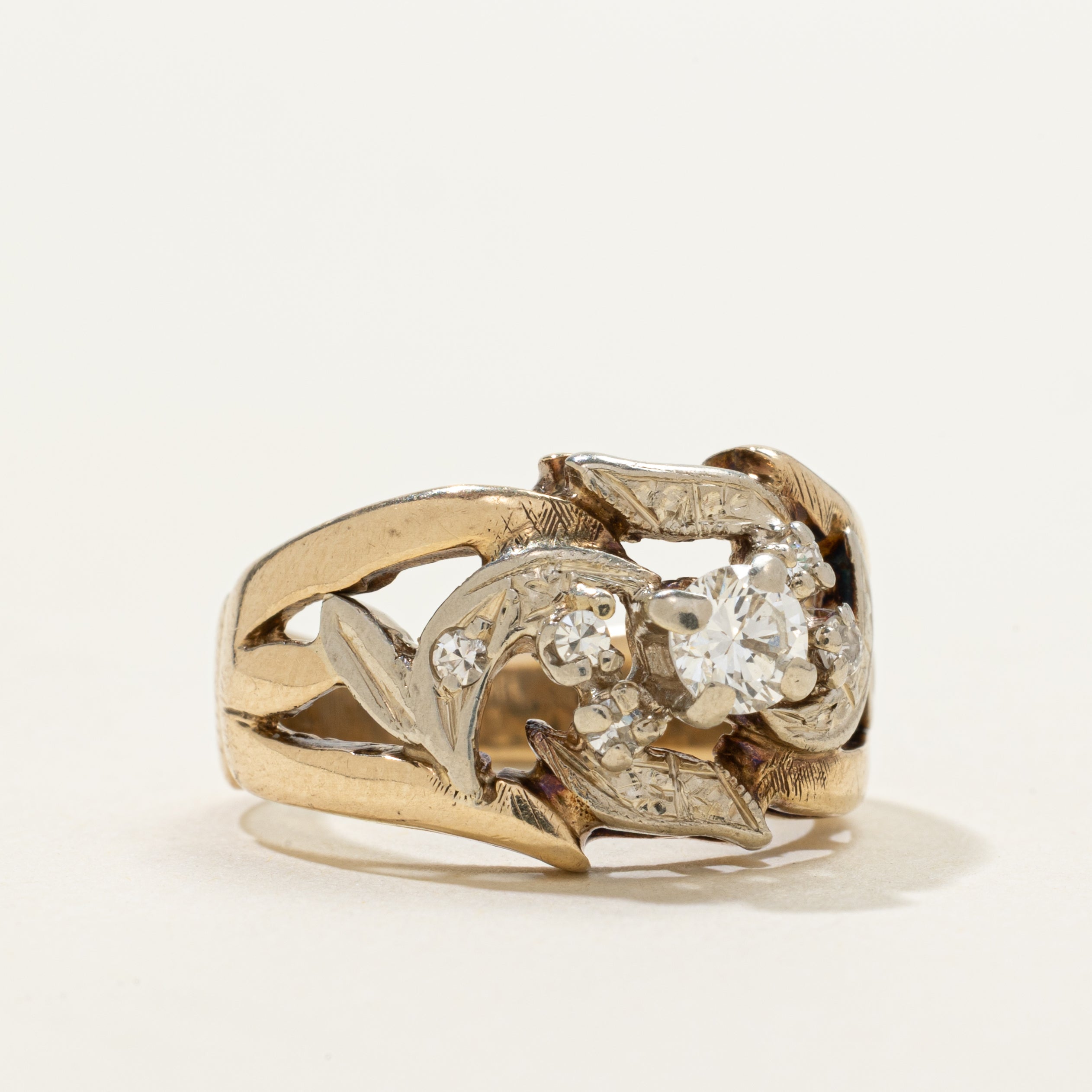 Two Tone Diamond Openwork Ring | 0.36ctw | SZ 5