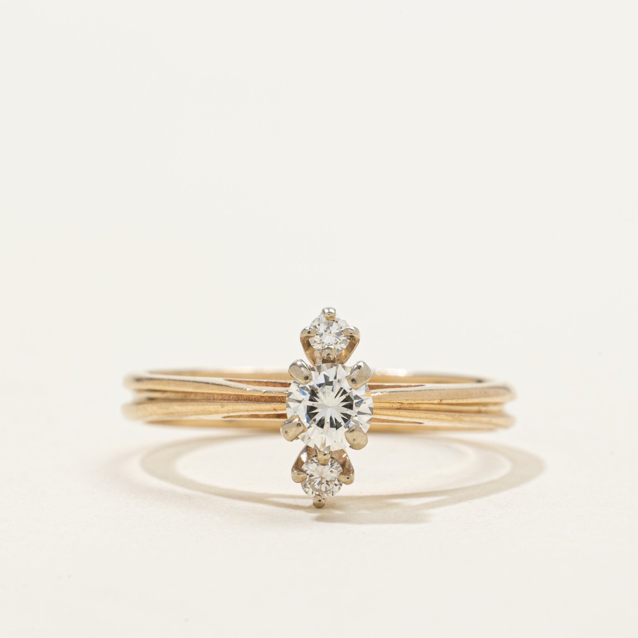 Three Stone Diamond Column Ring | 0.30ctw | SZ 7