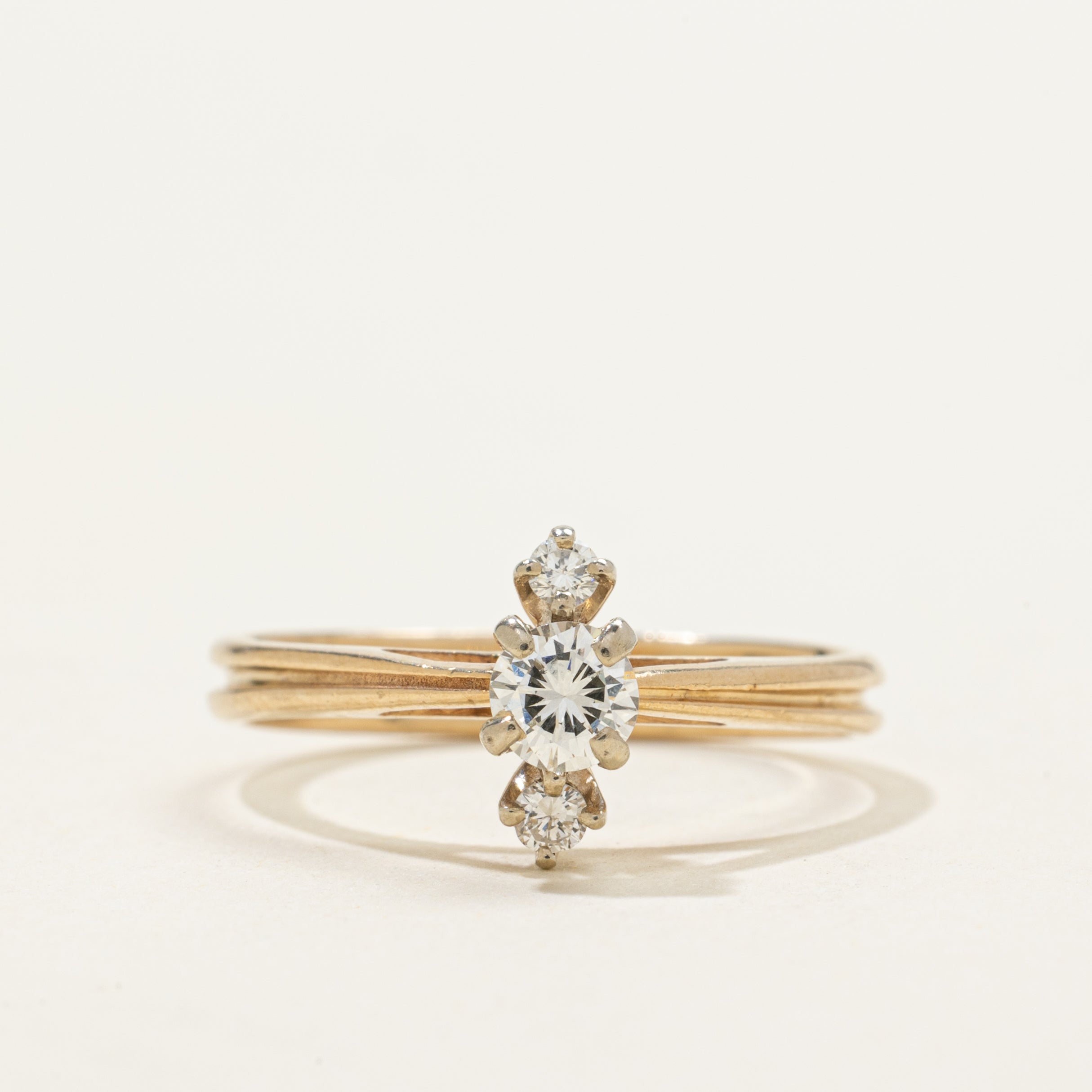 Three Stone Diamond Column Ring | 0.30ctw | SZ 7