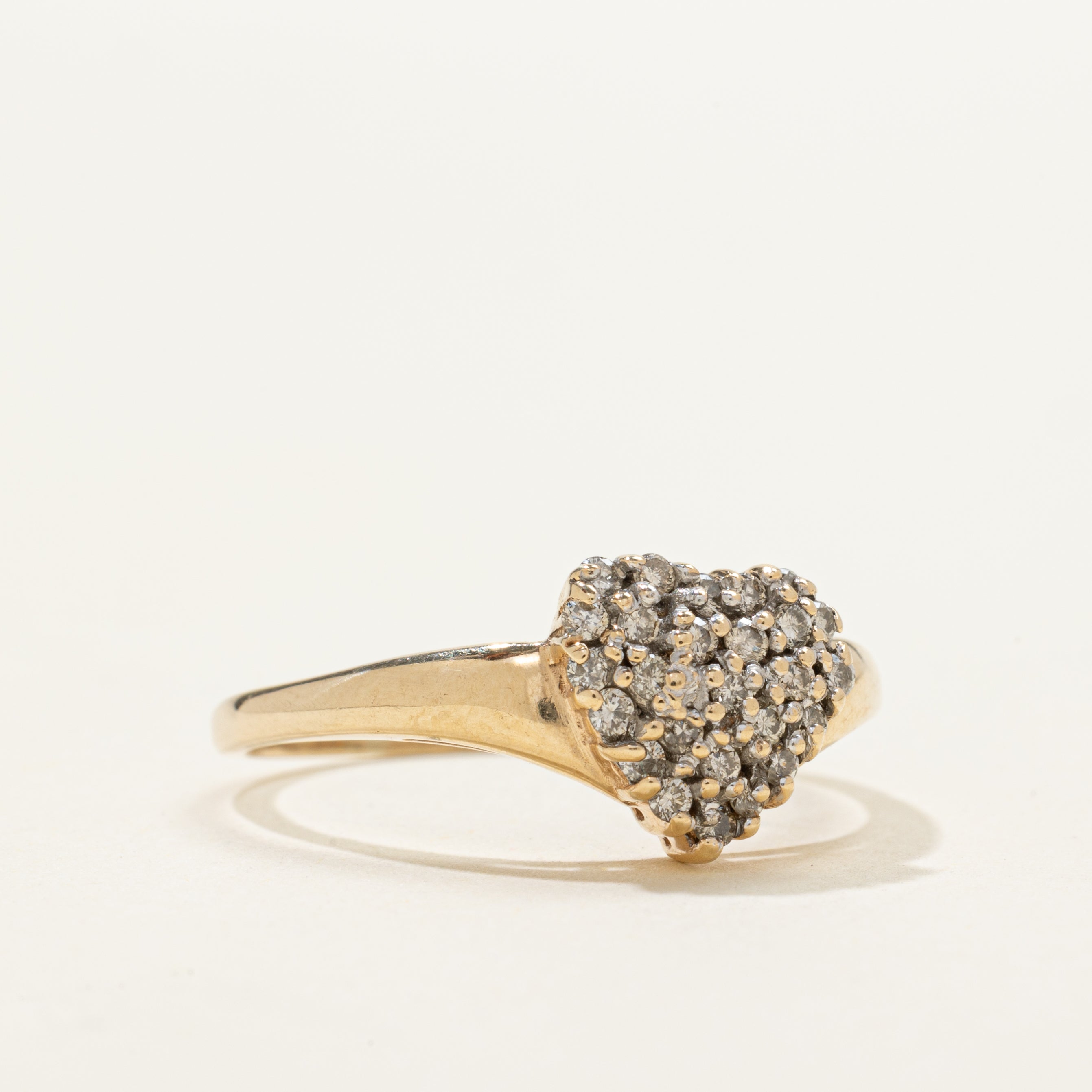 Sheffield Hallmarked Pave Set Diamond Cluster Heart Ring | 0.25ct | SZ 8.75