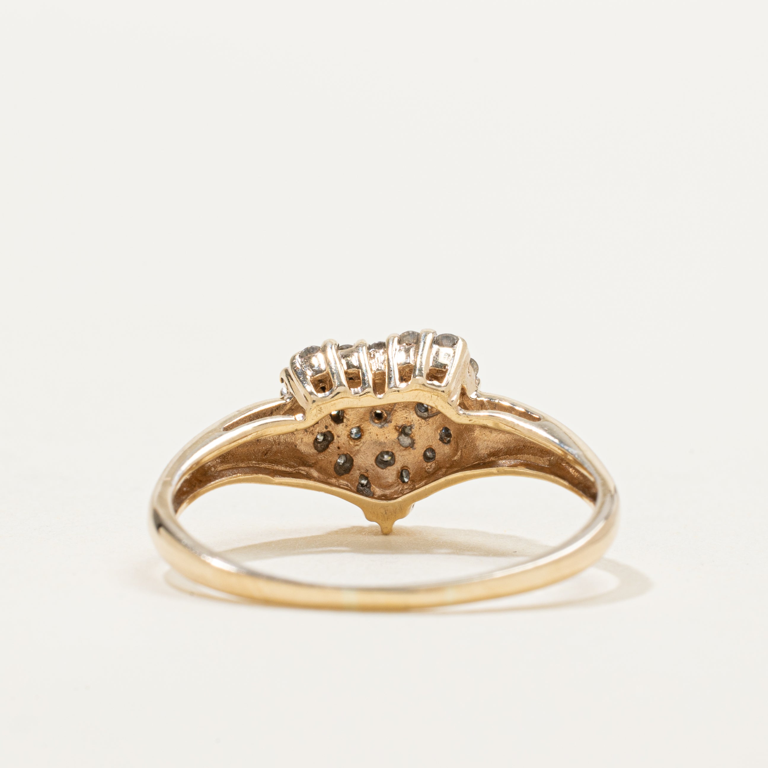 Sheffield Hallmarked Pave Set Diamond Cluster Heart Ring | 0.25ct | SZ 8.75