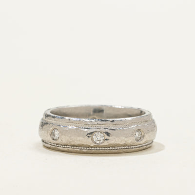 Flush Set Diamond Textured Band | 0.16ctw | 5.20mm | SZ 3.5