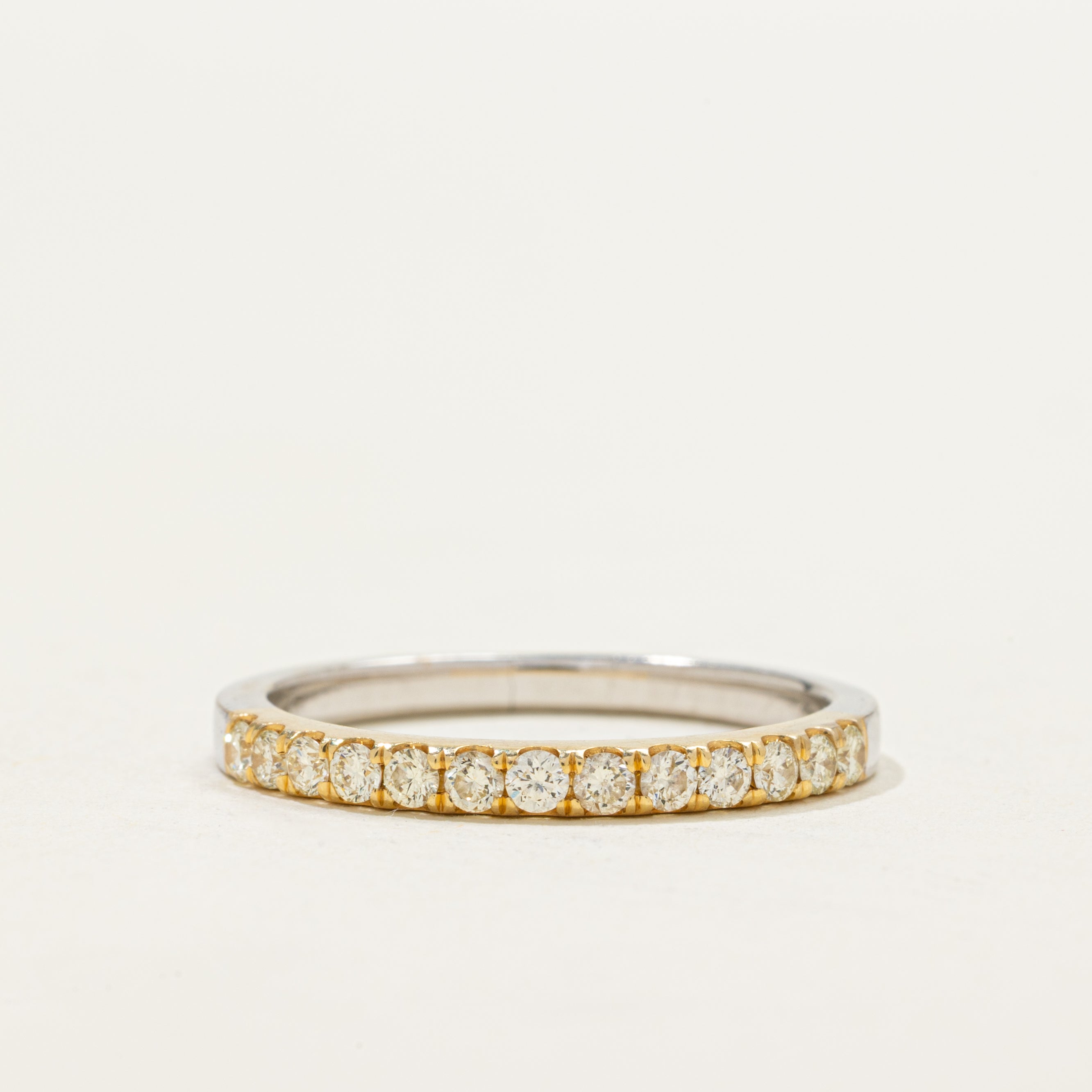 Alliance semi-éternité bicolore en diamants | 0,38 ct | Taille 8,5