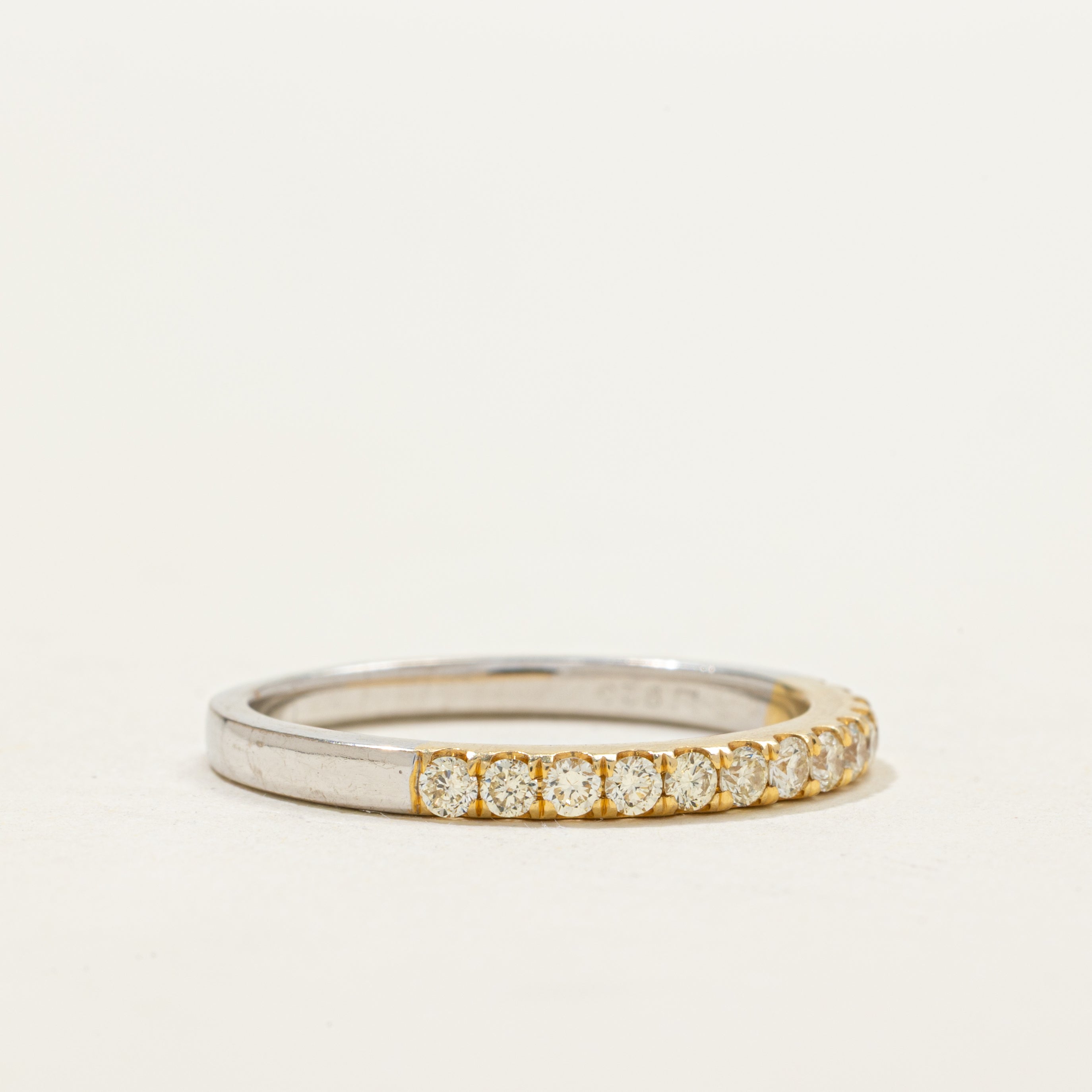 Alliance semi-éternité bicolore en diamants | 0,38 ct | Taille 8,5
