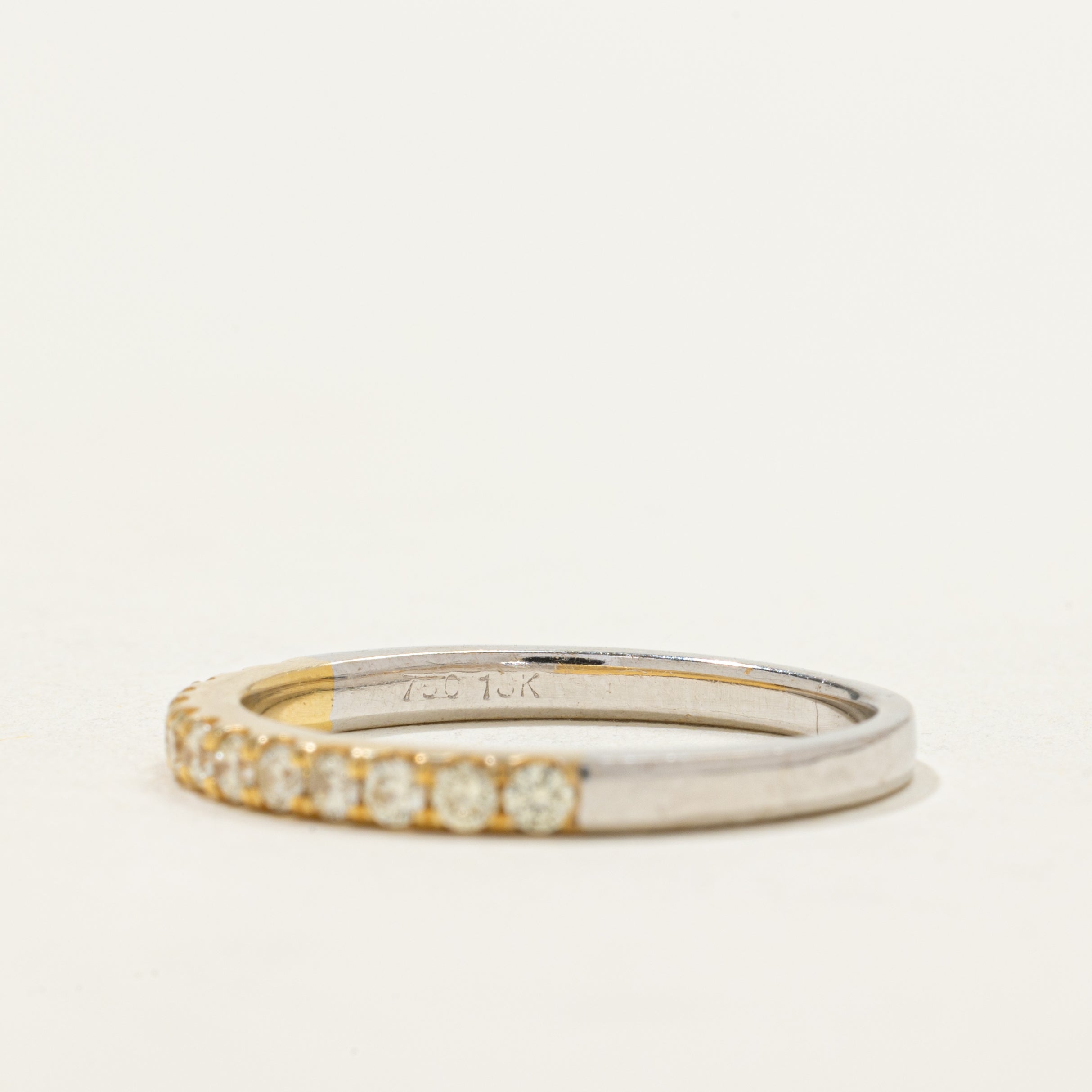 Alliance semi-éternité bicolore en diamants | 0,38 ct | Taille 8,5