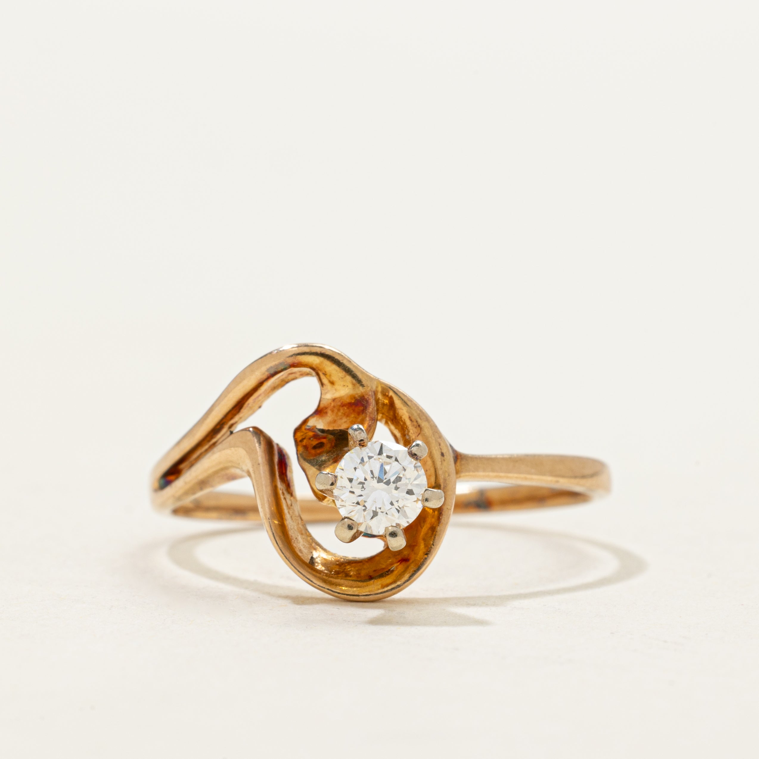 18k Solitaire Diamond Abstract Ring | 0.22ct | SZ 8