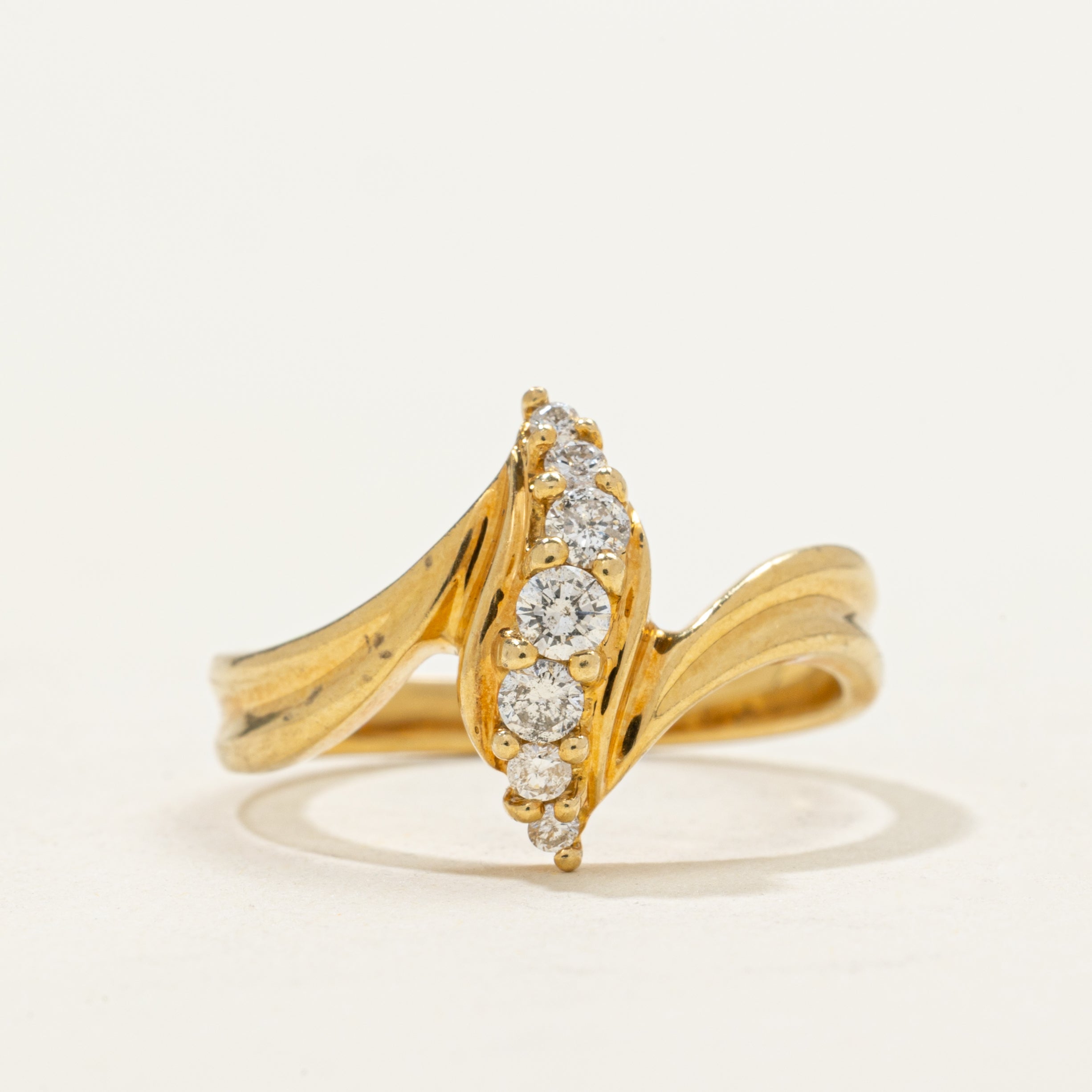 18k Diamond Waterfall Bypass Ring | 0.22ctw | SZ 6.5