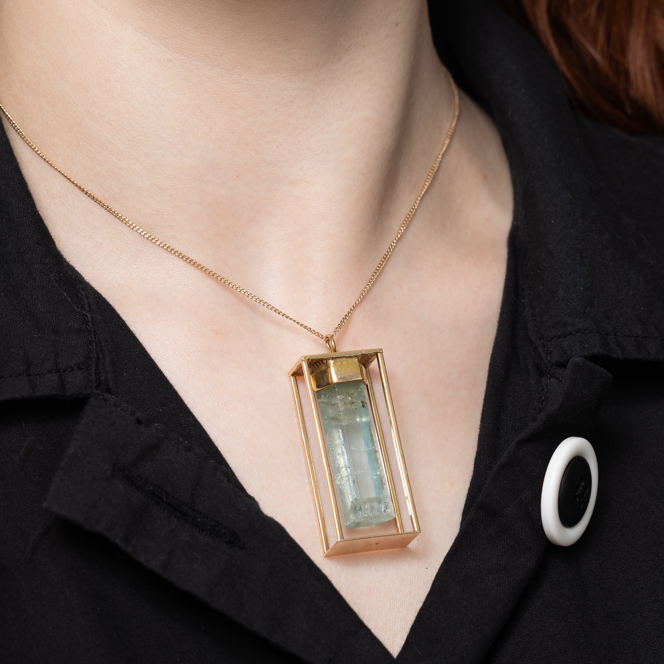 Aquamarine Crystal Long Column Pendant | 60.00ct