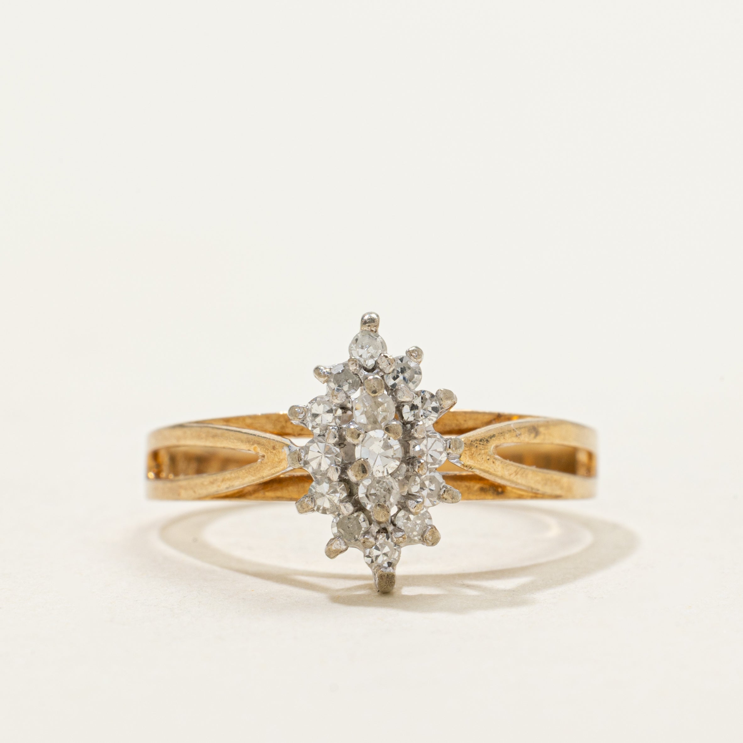 Bague à anneau fendu sertie de diamants taille marquise | 0,20 ct | Taille 6