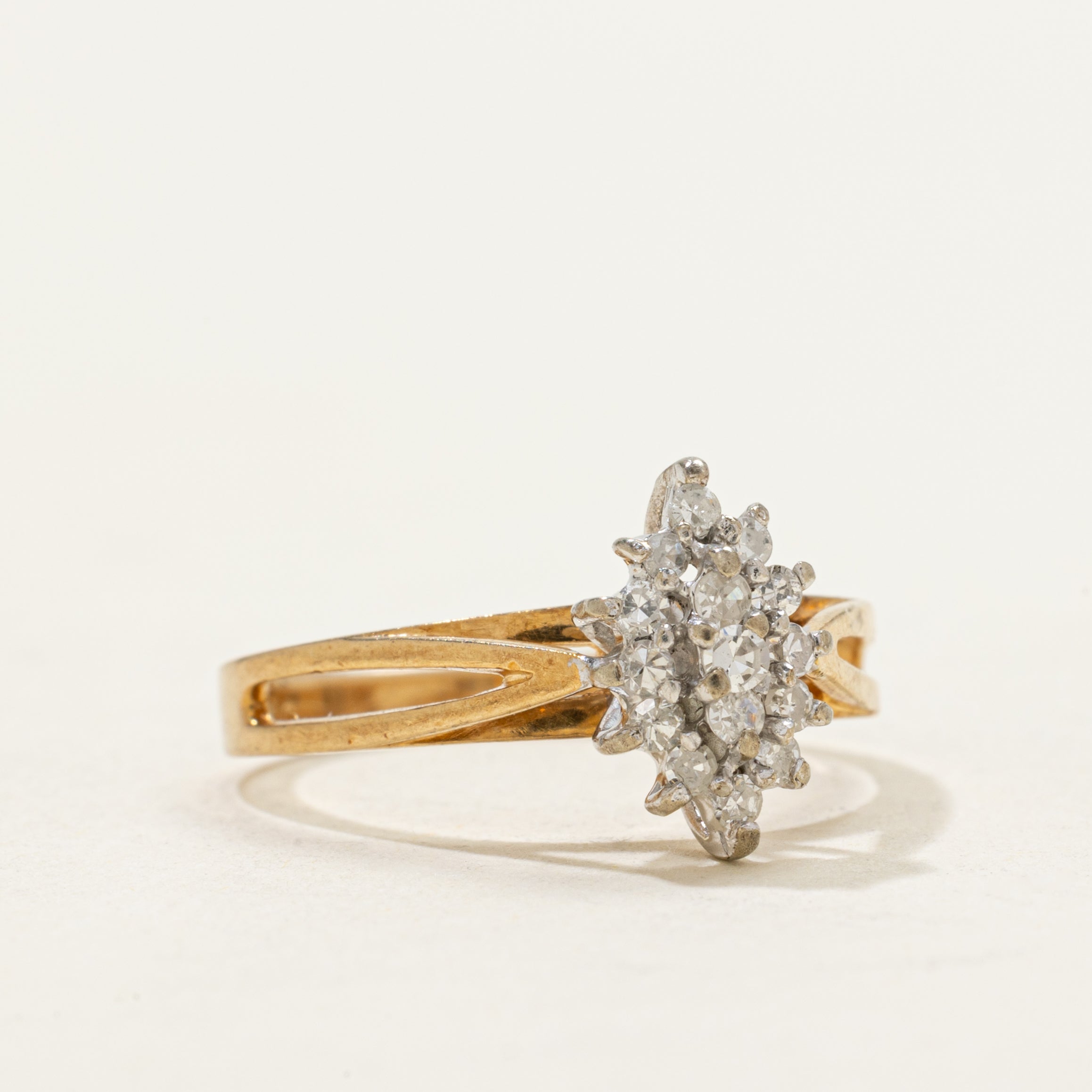 Bague à anneau fendu sertie de diamants taille marquise | 0,20 ct | Taille 6