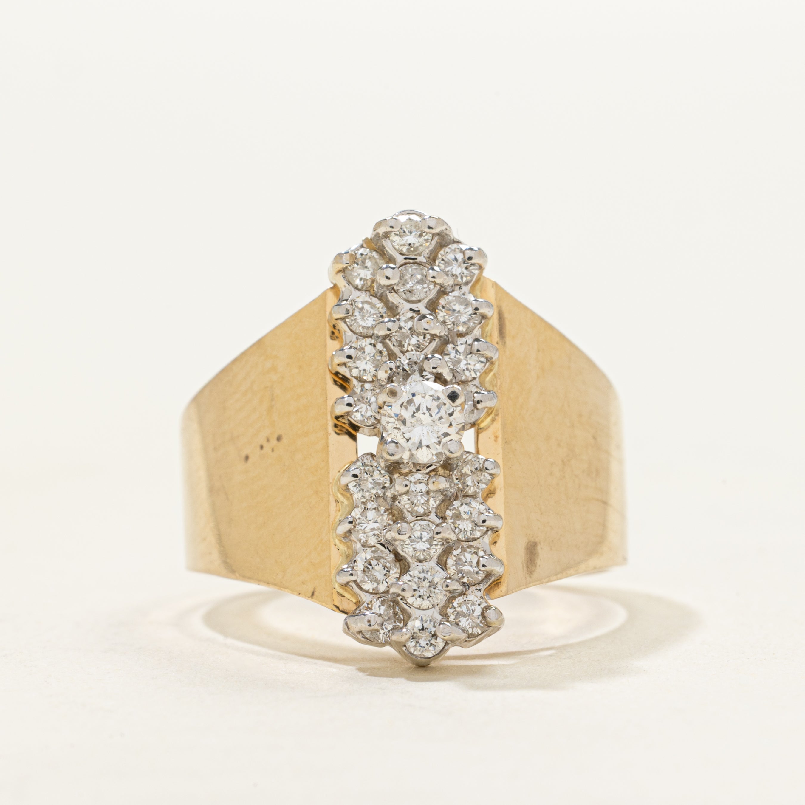 Yellow Gold Diamond Column Cluster Ring | 0.61ctw | SZ 6.75