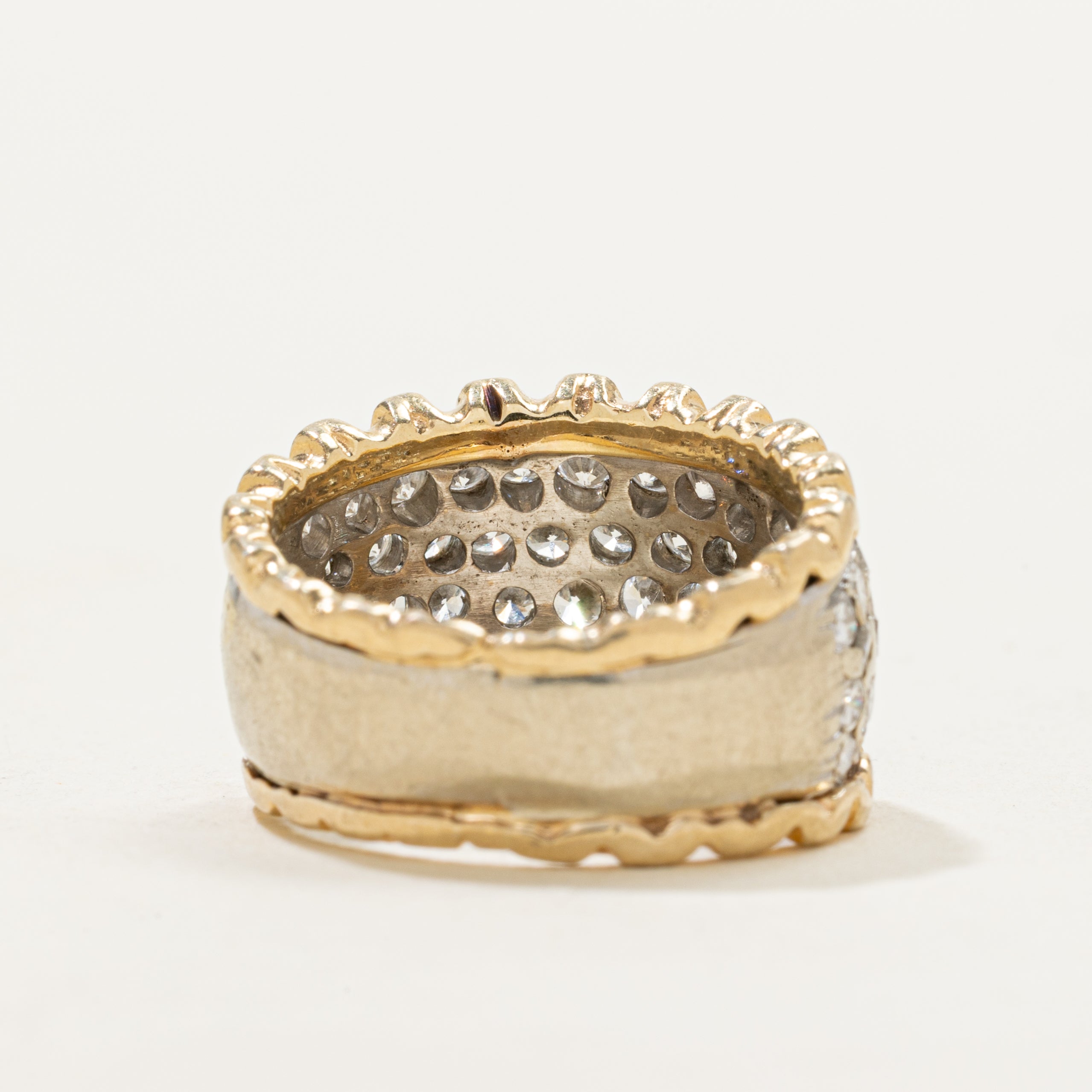 Pave Set Diamond Scolloped Dome Ring | 1.70ctw | SZ 3.75