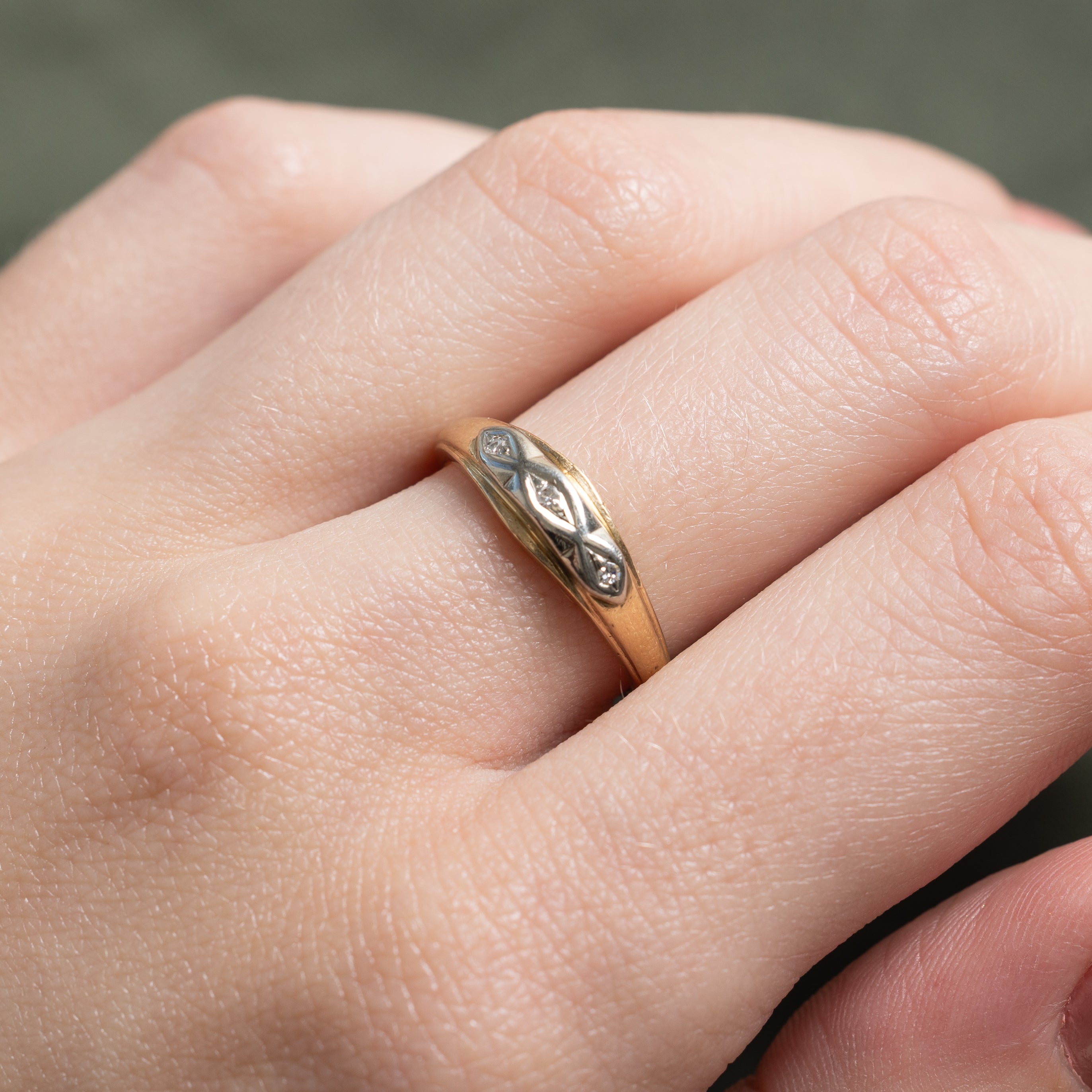 Bague bicolore en diamant | 0,03 ct | Taille 5,75