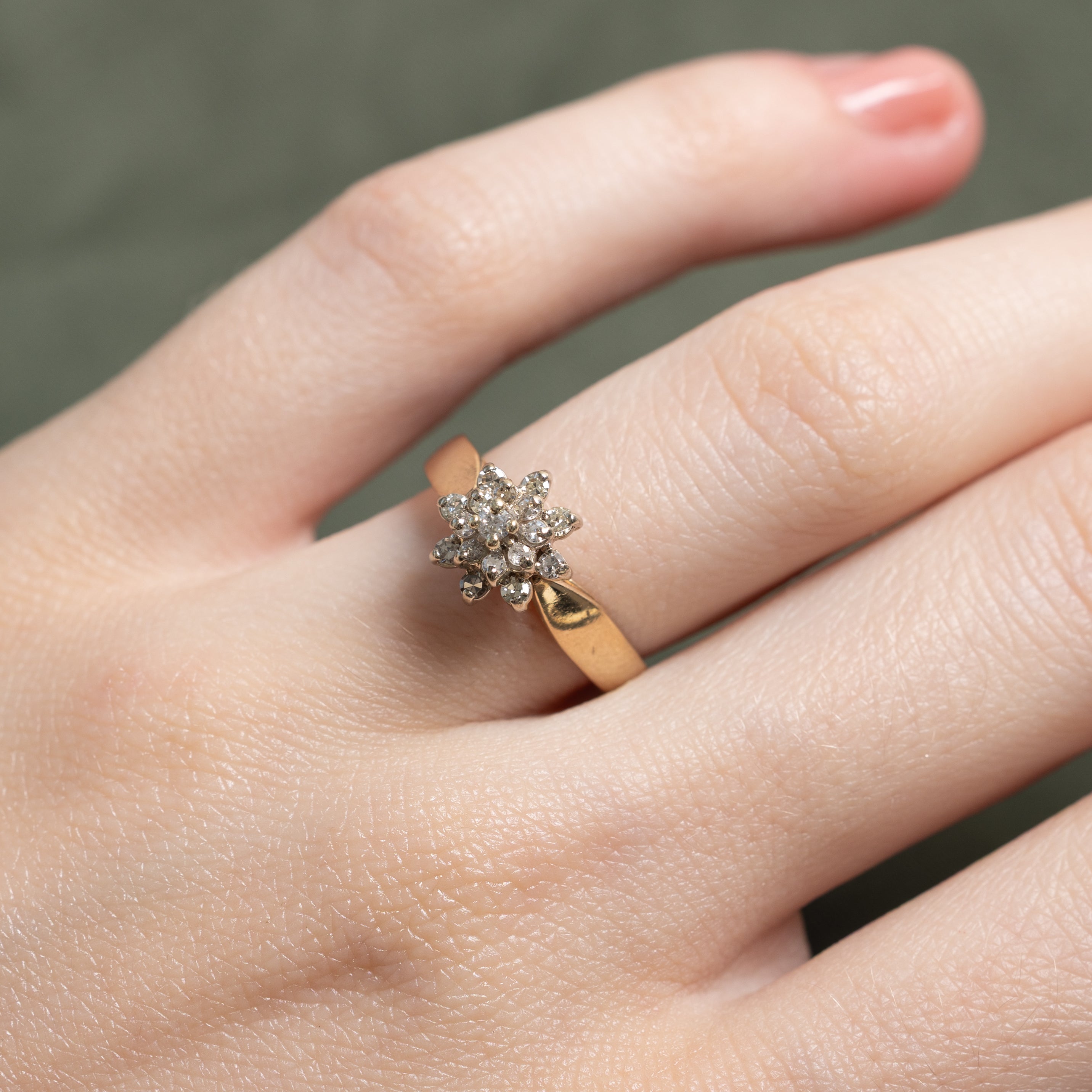 Yellow Gold Diamond Cluster Ring | 0.24ctw | SZ 6.25