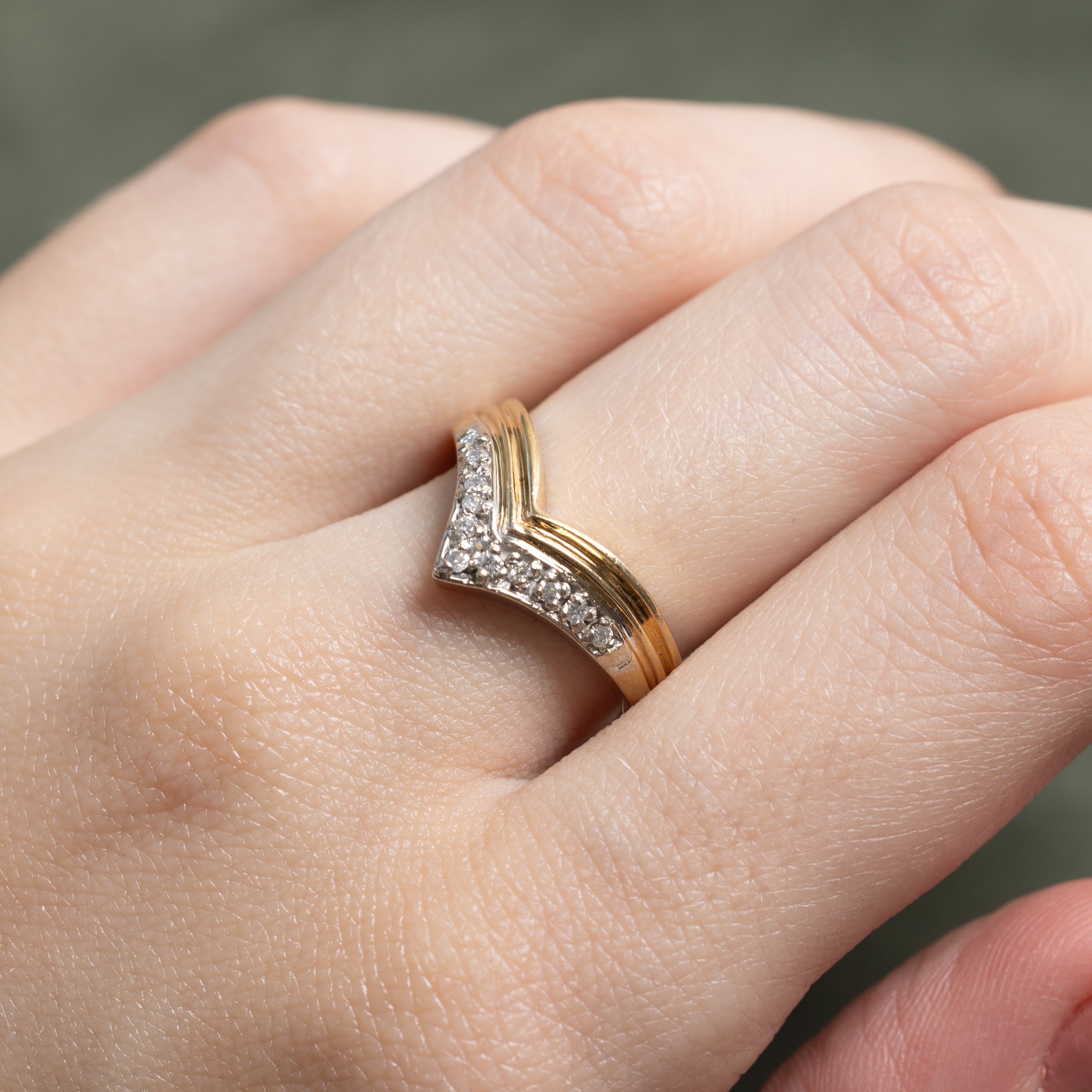 Pave Set Diamond Chevron Ring | 0.12ctw | SZ 7.25