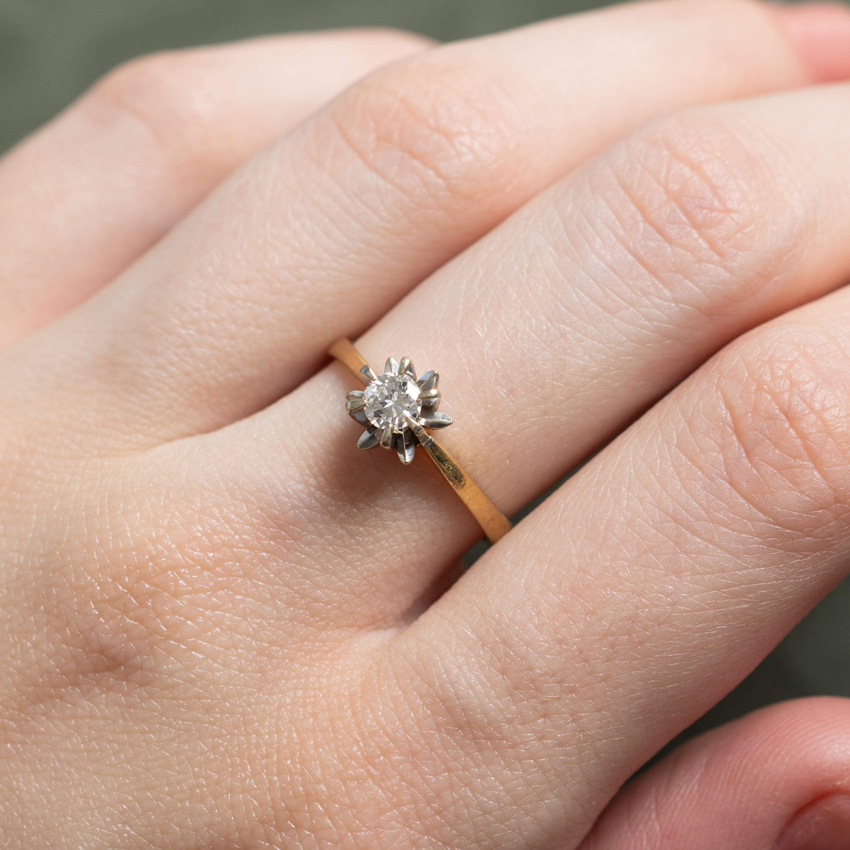 High Set Diamond Reverse Tapered Ring | 0.26ct | SZ 6.75