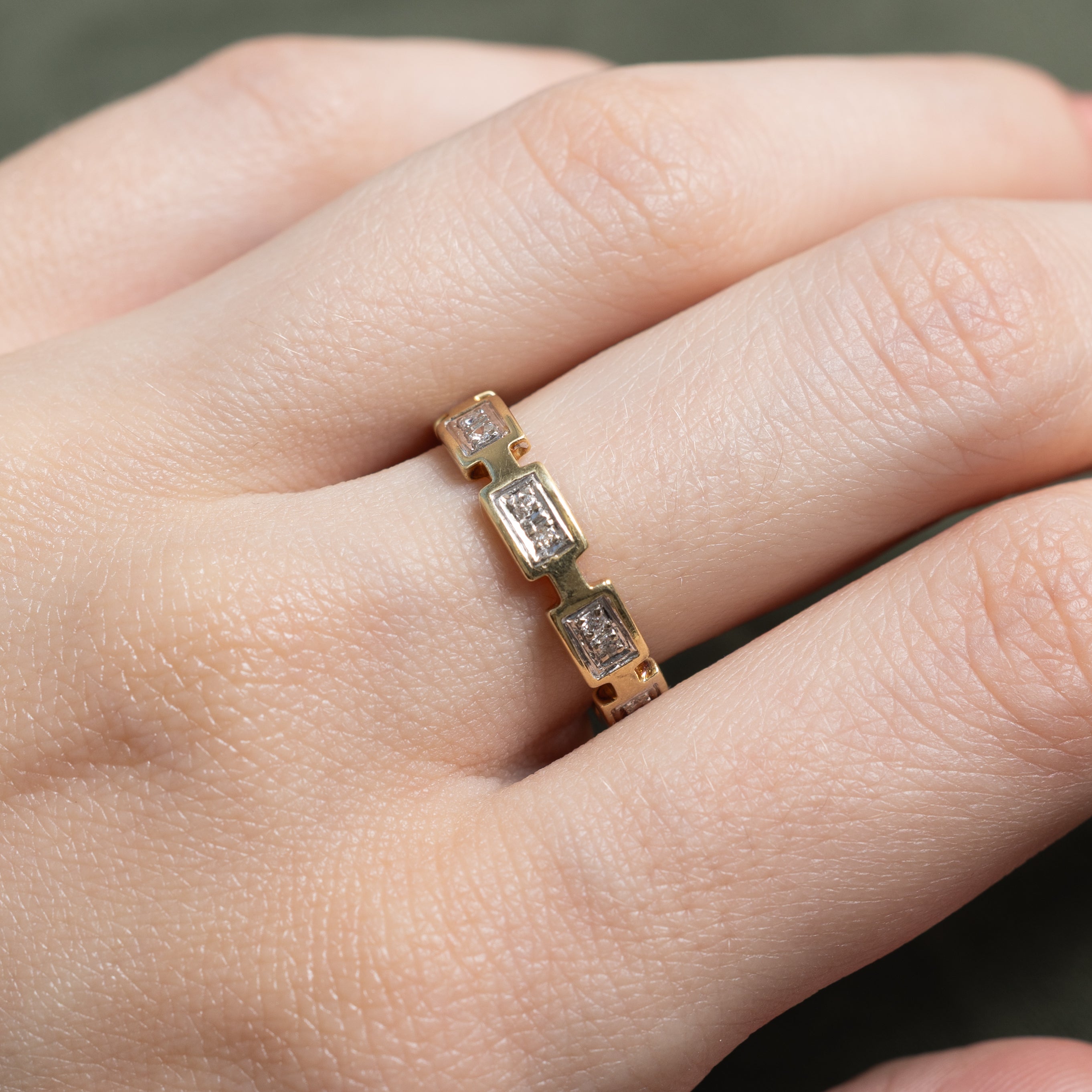 Yellow Gold Diamond Geometric Band | 0.20ctw | SZ 6.75