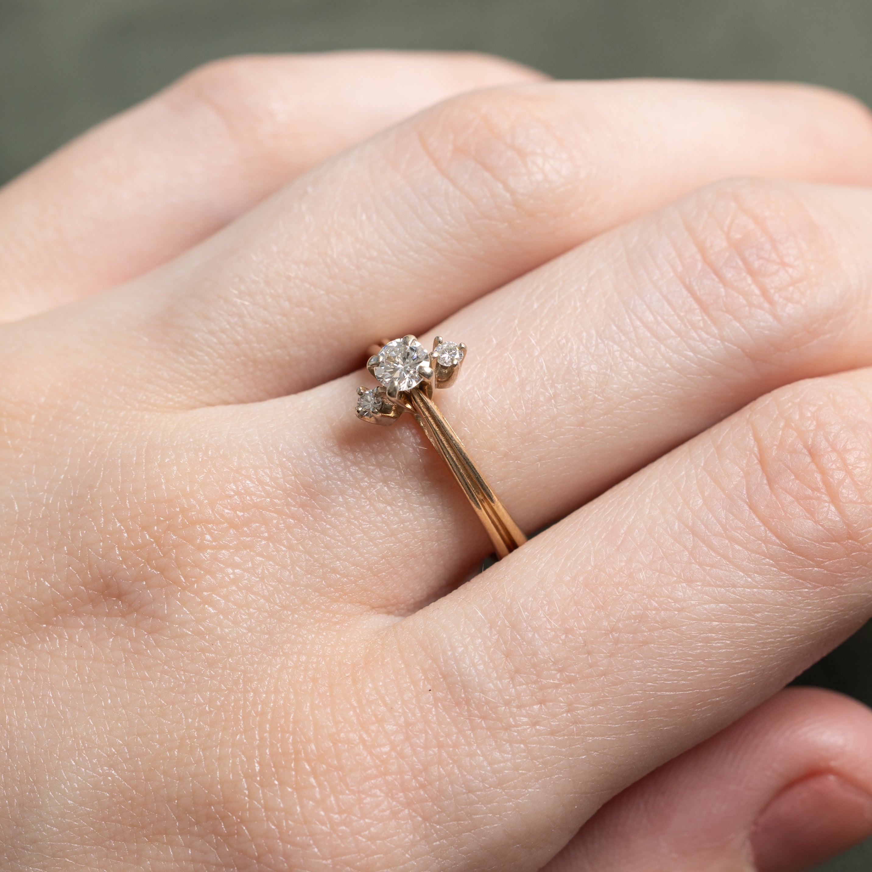 Three Stone Diamond Column Ring | 0.30ctw | SZ 7