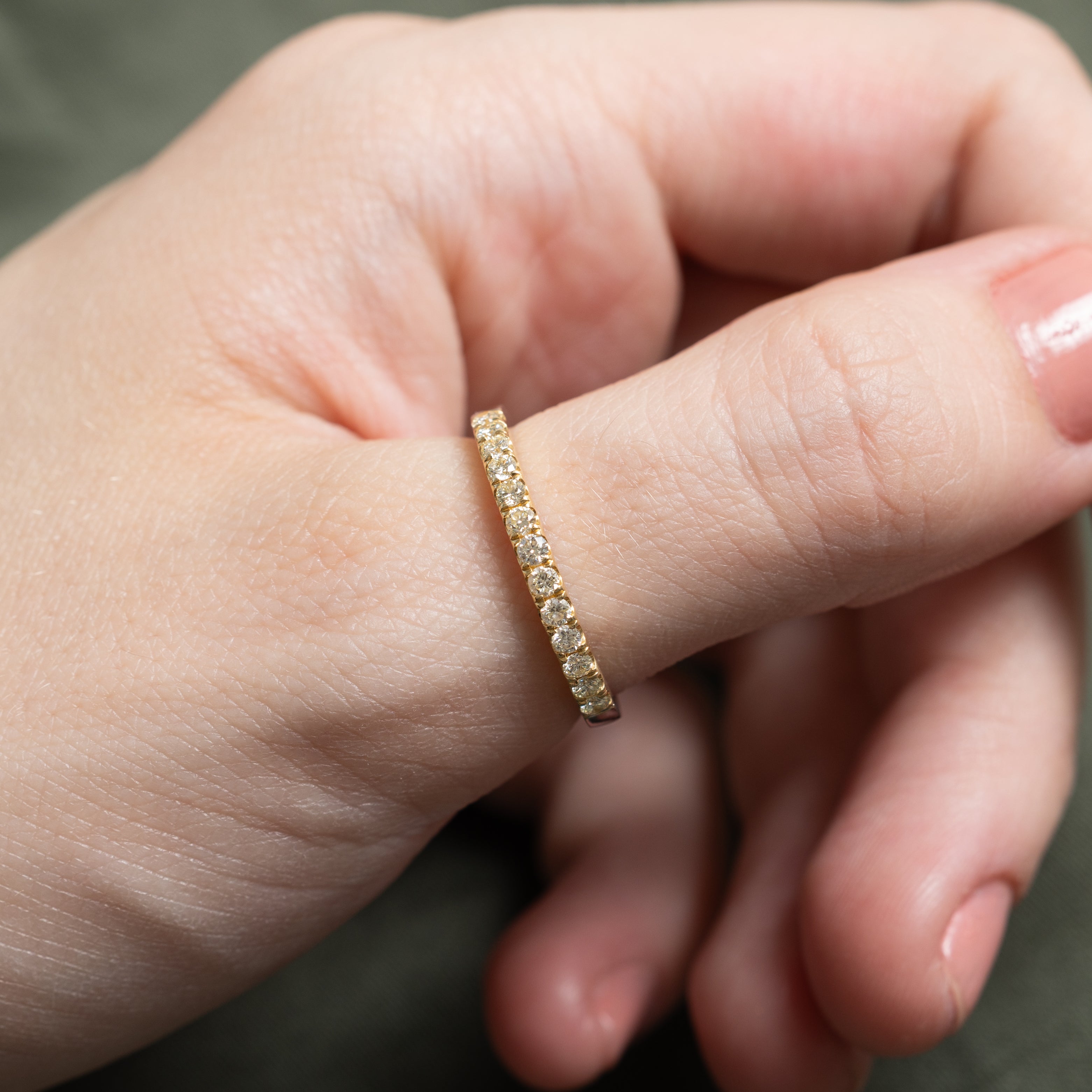 Alliance semi-éternité bicolore en diamants | 0,38 ct | Taille 8,5