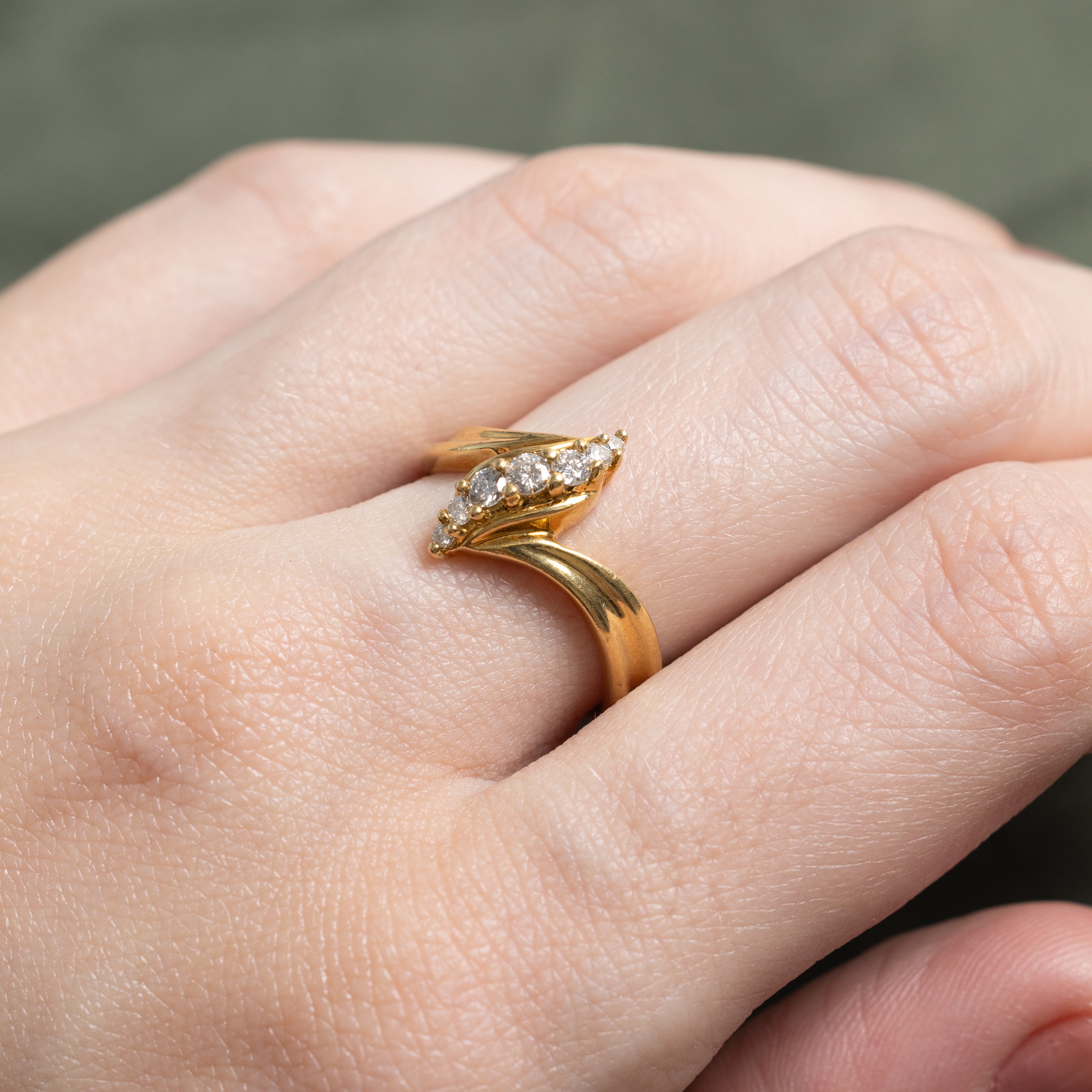 18k Diamond Waterfall Bypass Ring | 0.22ctw | SZ 6.5