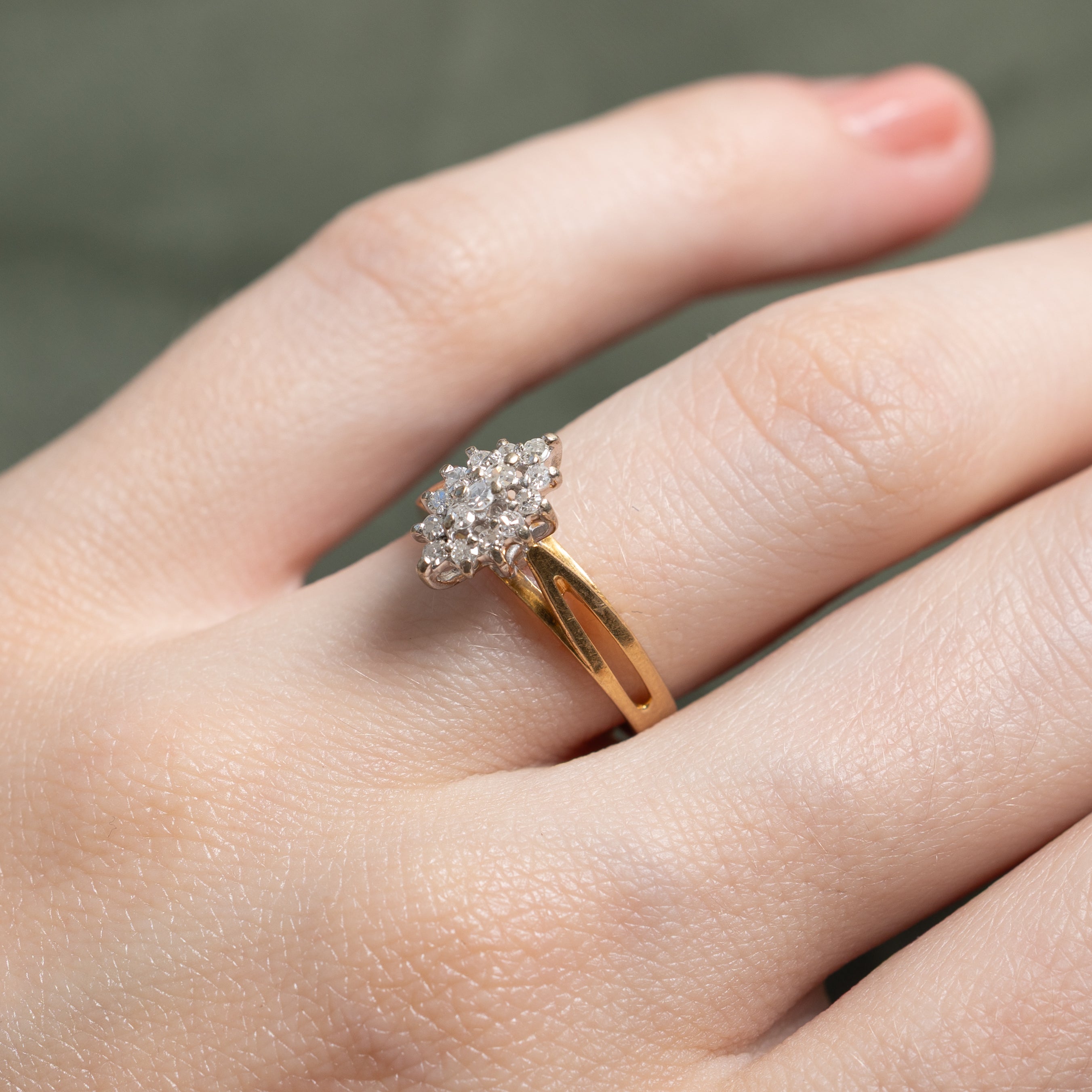 Bague à anneau fendu sertie de diamants taille marquise | 0,20 ct | Taille 6